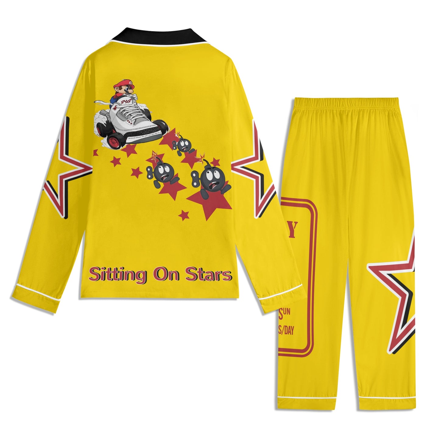 S.I.Y.L (Stay In Your Lane) Children Gold/Maroon Long Sleeve Nightwear Pajama Set