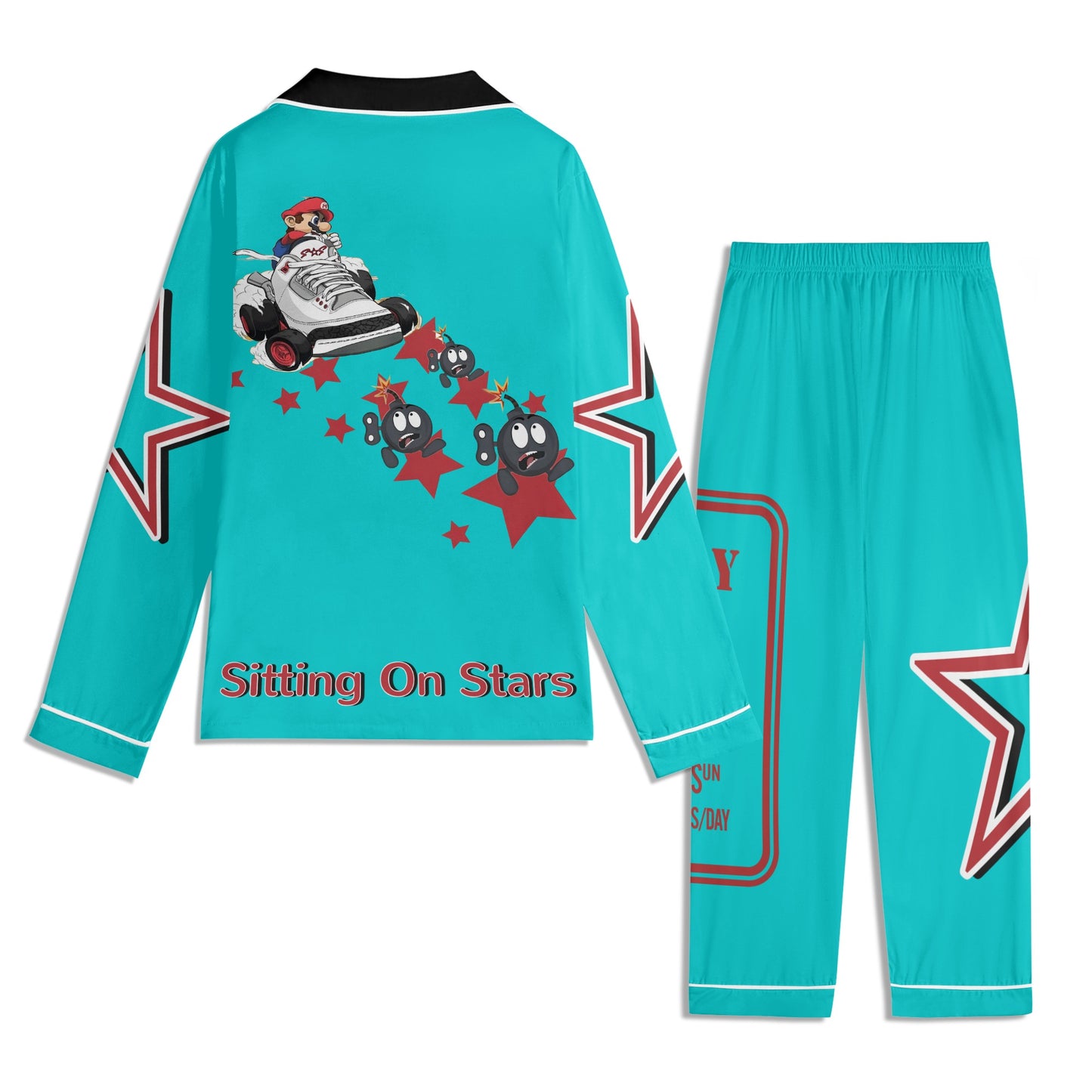 S.I.Y.L (Stay In Your Lane) Children Turquoise/Maroon Long Sleeve Nightwear Pajama Set