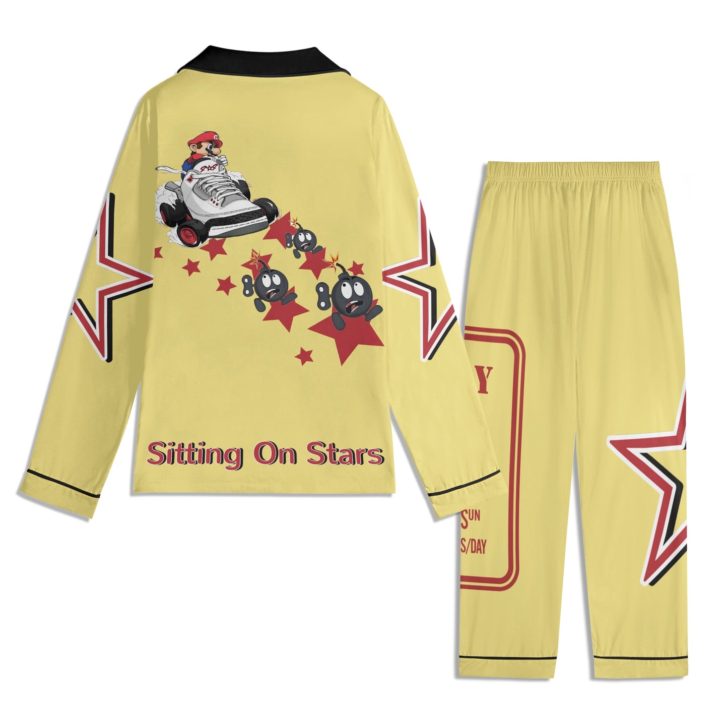 S.I.Y.L (Stay In Your Lane) Children Tan/Maroon Long Sleeve Nightwear Pajama Set