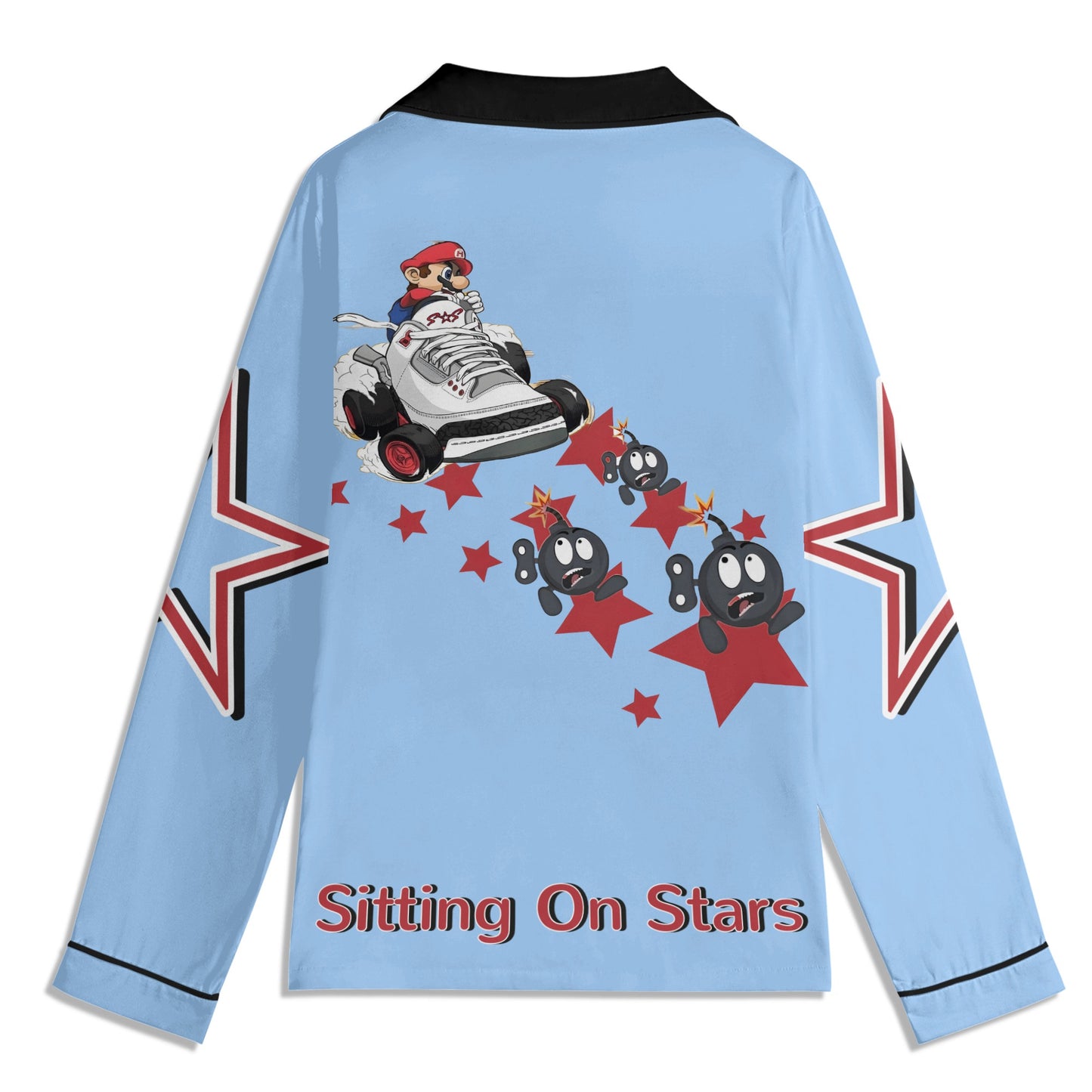 S.I.Y.L (Stay In Your Lane) Children SkyBlue/Maroon Long Sleeve Nightwear Pajama Set