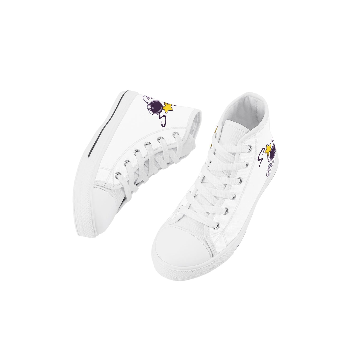 Space Man 23 Kids White High Top Star Kicks