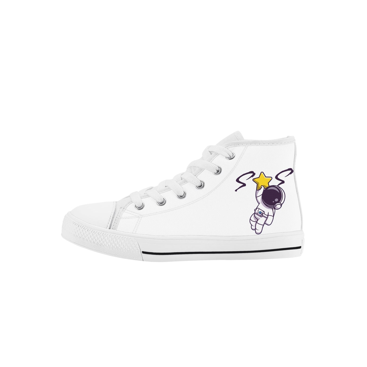 Space Man 23 Kids White High Top Star Kicks