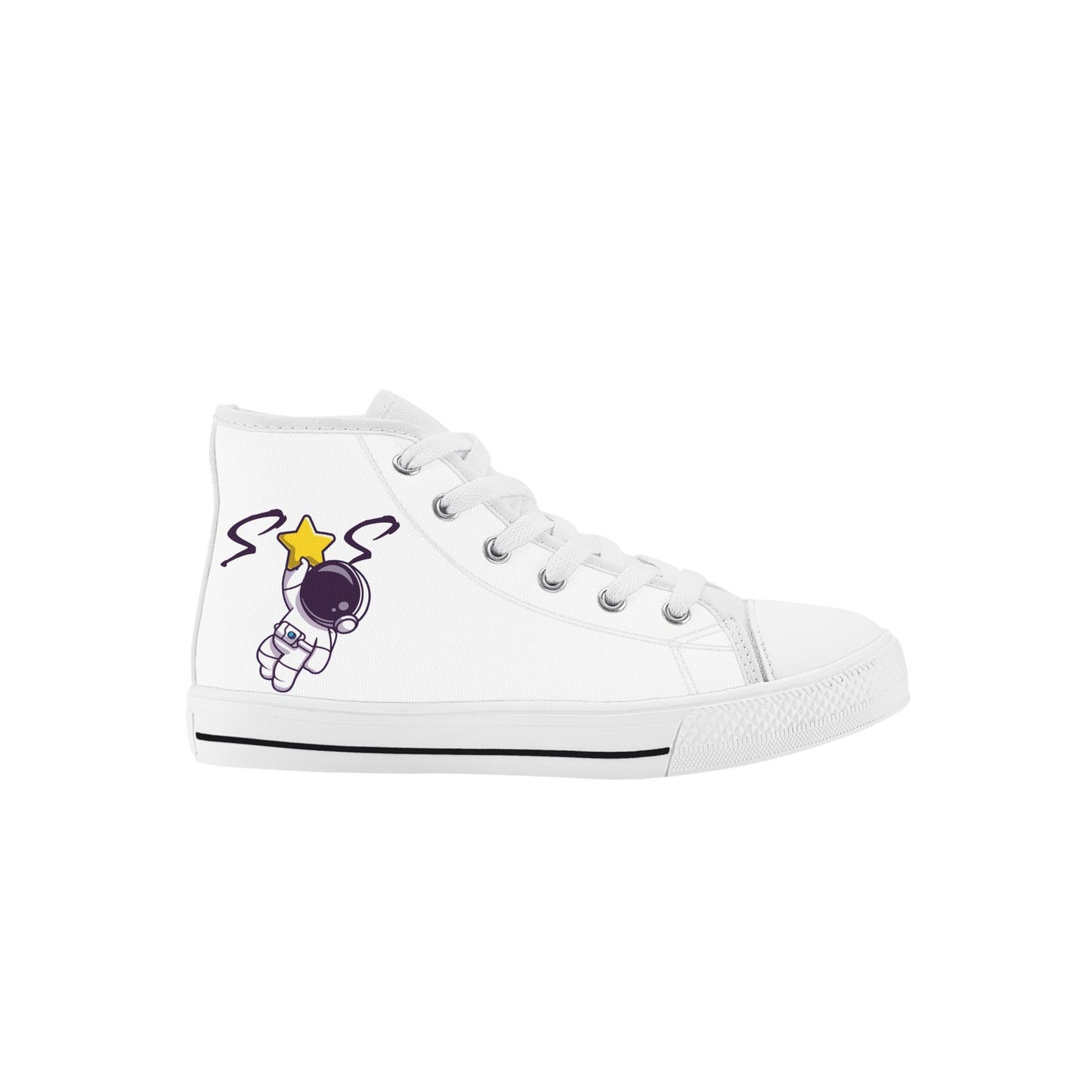 Space Man 23 Kids White High Top Star Kicks