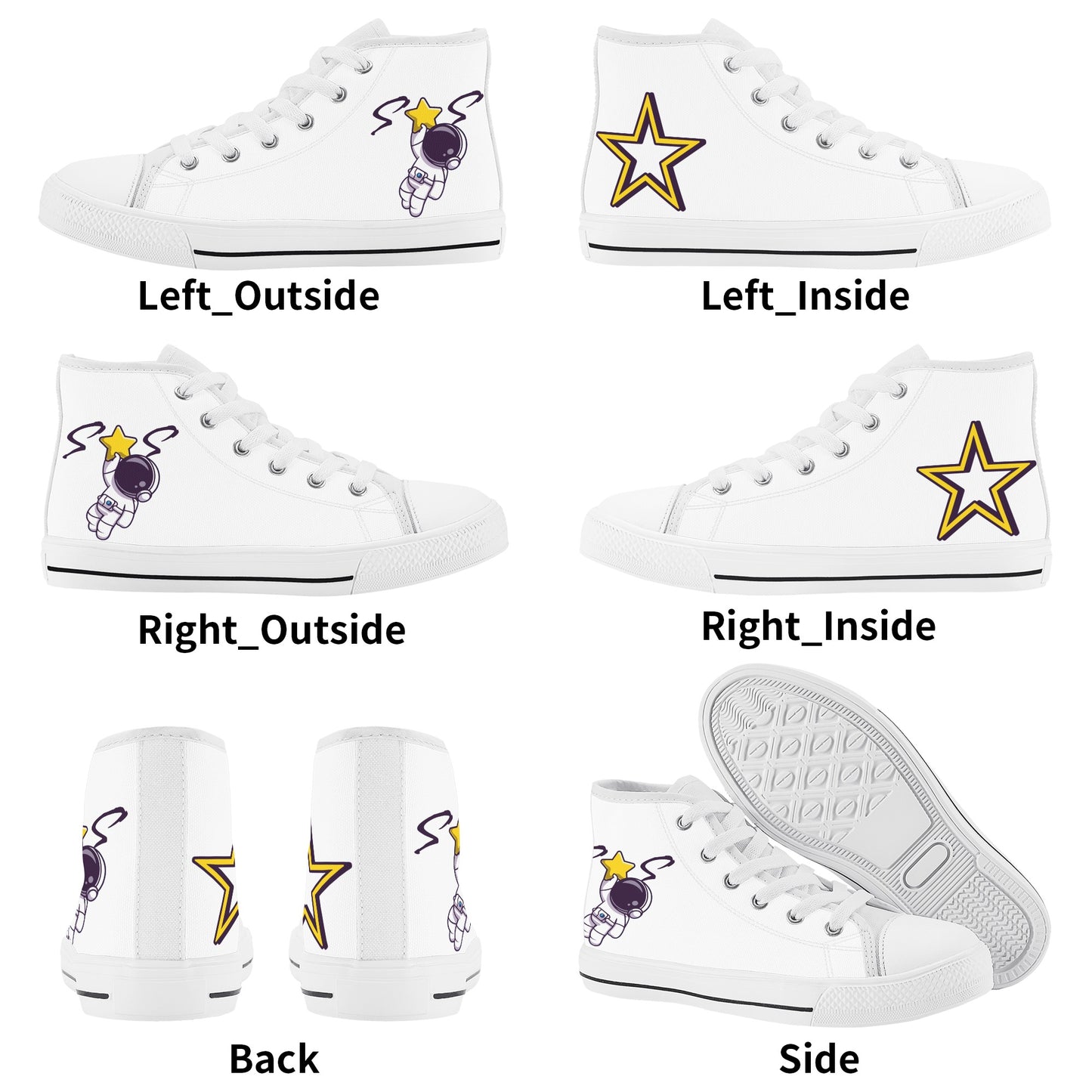 Space Man 23 Kids White High Top Star Kicks