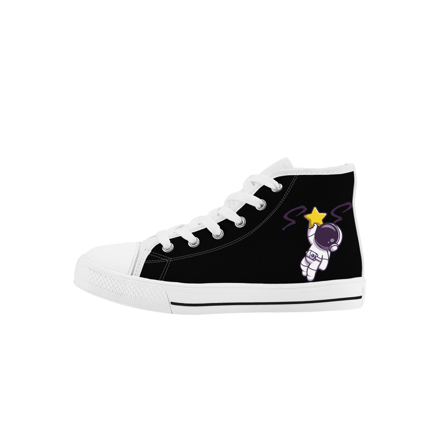 Space Man 23 Kids Black High Top Star Kicks