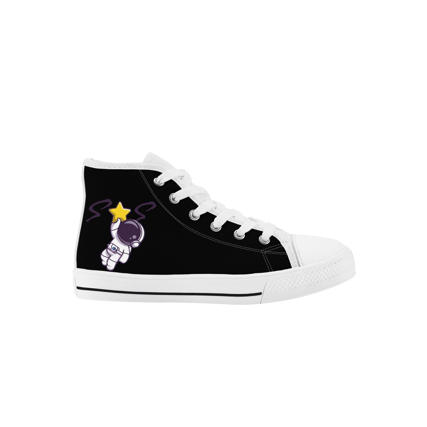 Space Man 23 Kids Black High Top Star Kicks