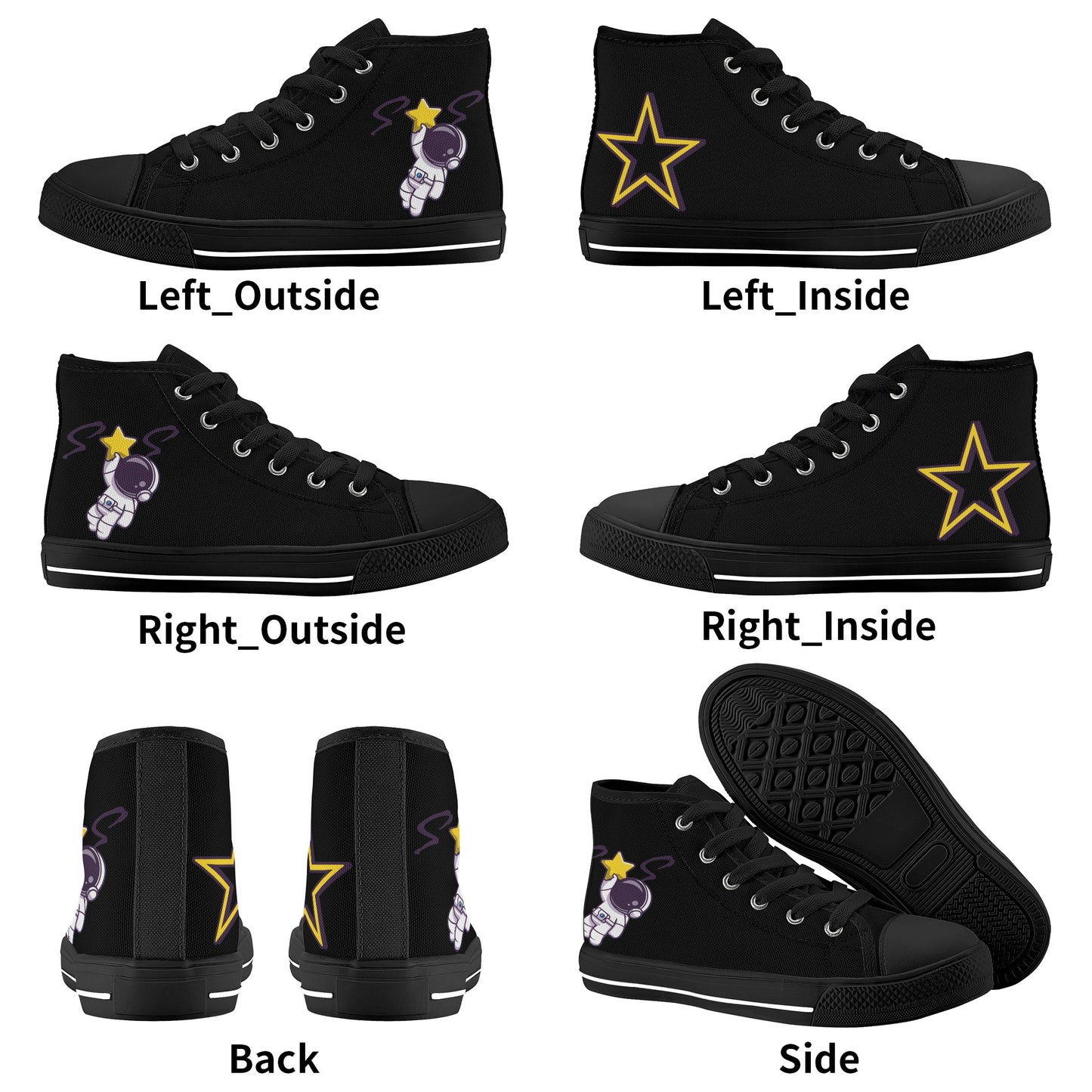 Space Man 23 Kids Black High Top Star Kicks