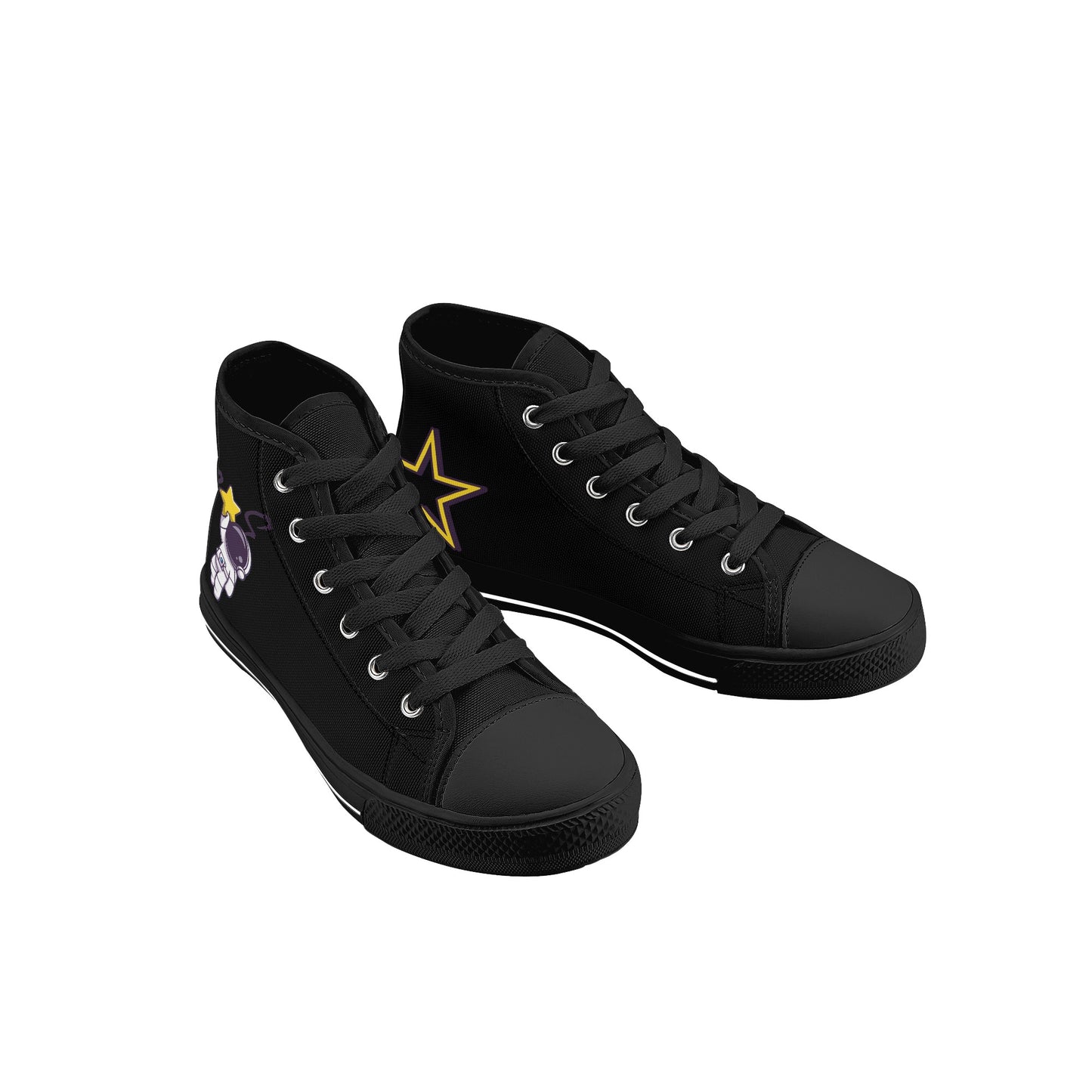 Space Man 23 Kids Black High Top Star Kicks