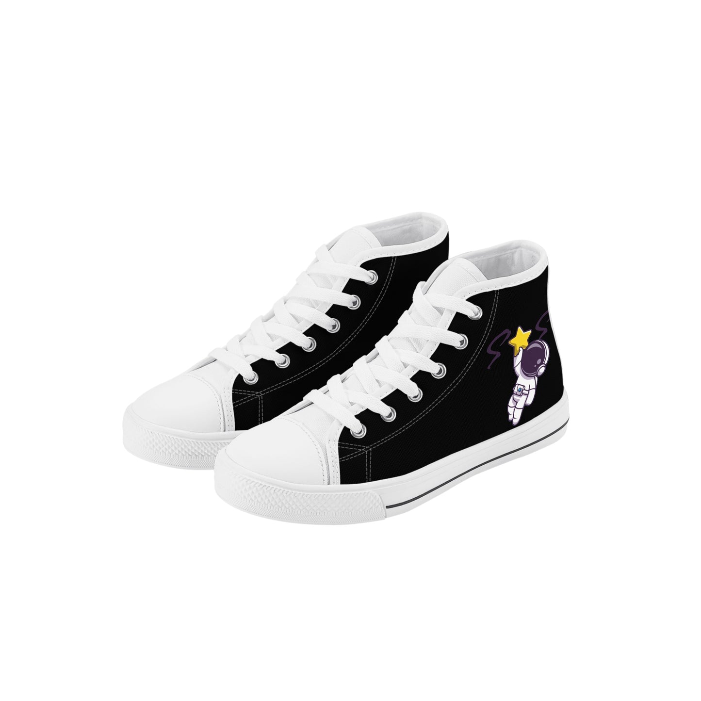 Space Man 23 Kids Black High Top Star Kicks