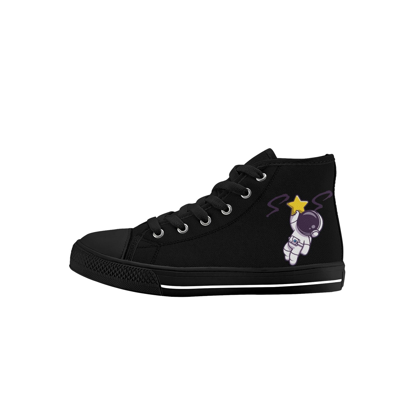 Space Man 23 Kids Black High Top Star Kicks