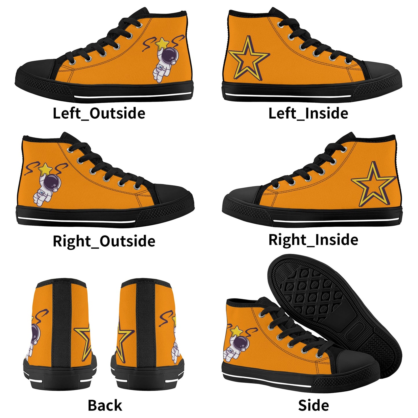 Space Man 23 Kids Orange High Top Star Kicks