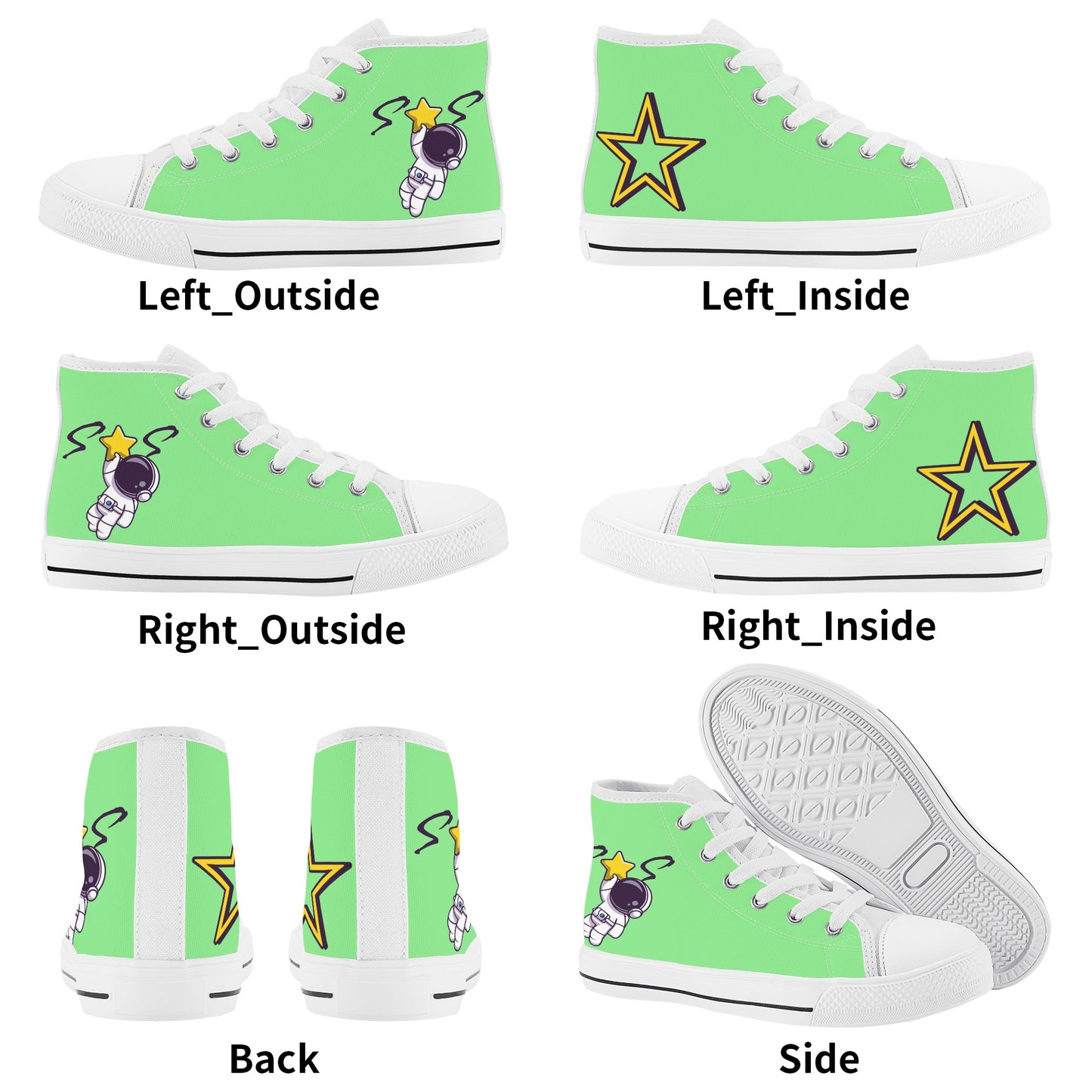 Space Man 23 Kids Mint Green High Top Star Kicks