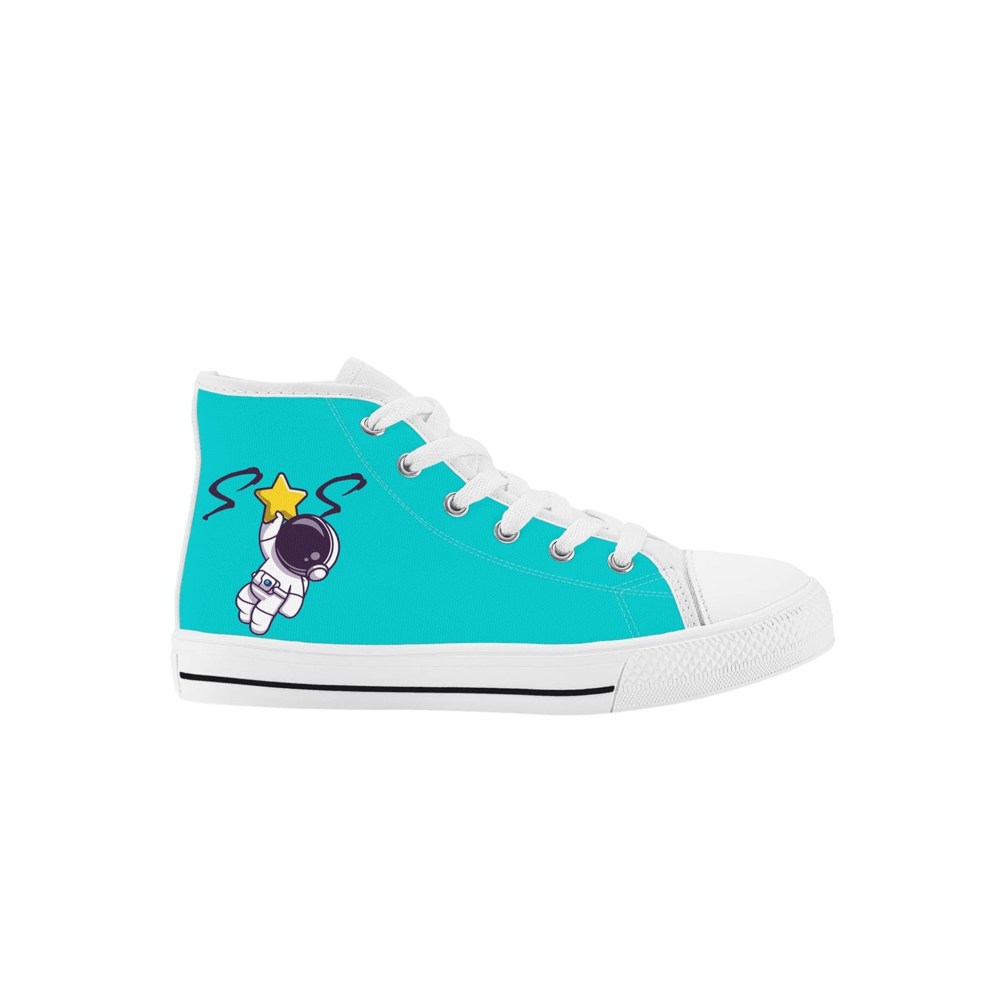 Space Man 23 Kids Turquoise High Top Star Kicks