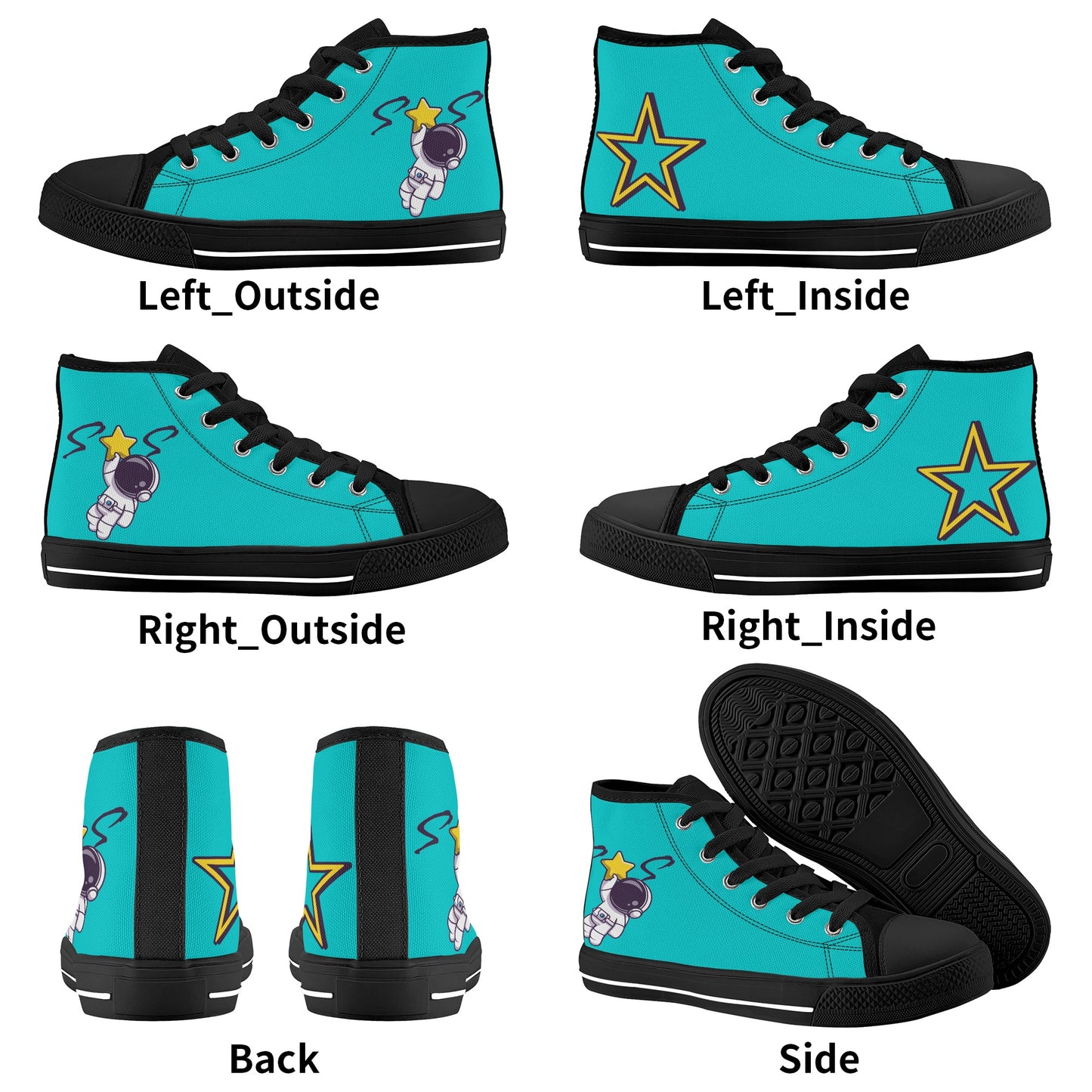 Space Man 23 Kids Turquoise High Top Star Kicks