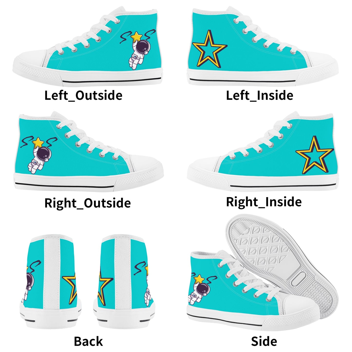 Space Man 23 Kids Turquoise High Top Star Kicks