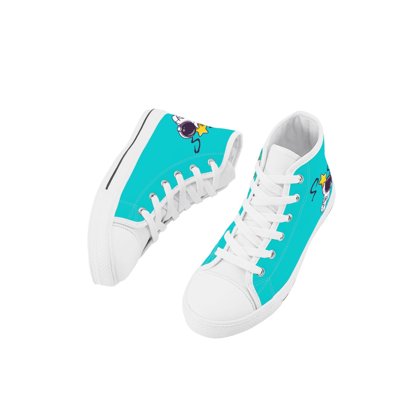 Space Man 23 Kids Turquoise High Top Star Kicks