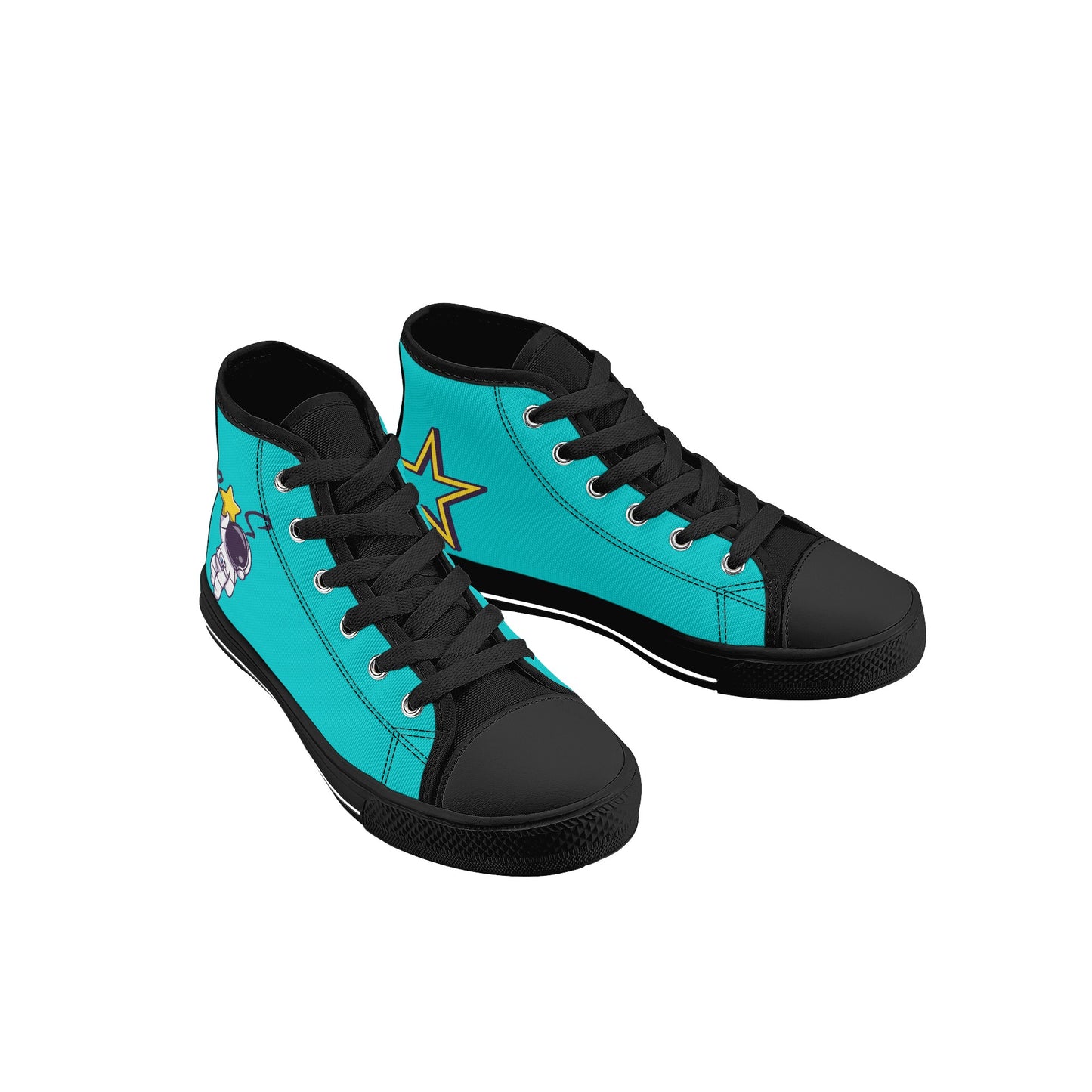 Space Man 23 Kids Turquoise High Top Star Kicks