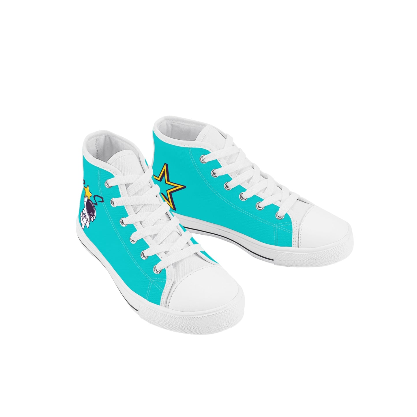 Space Man 23 Kids Turquoise High Top Star Kicks