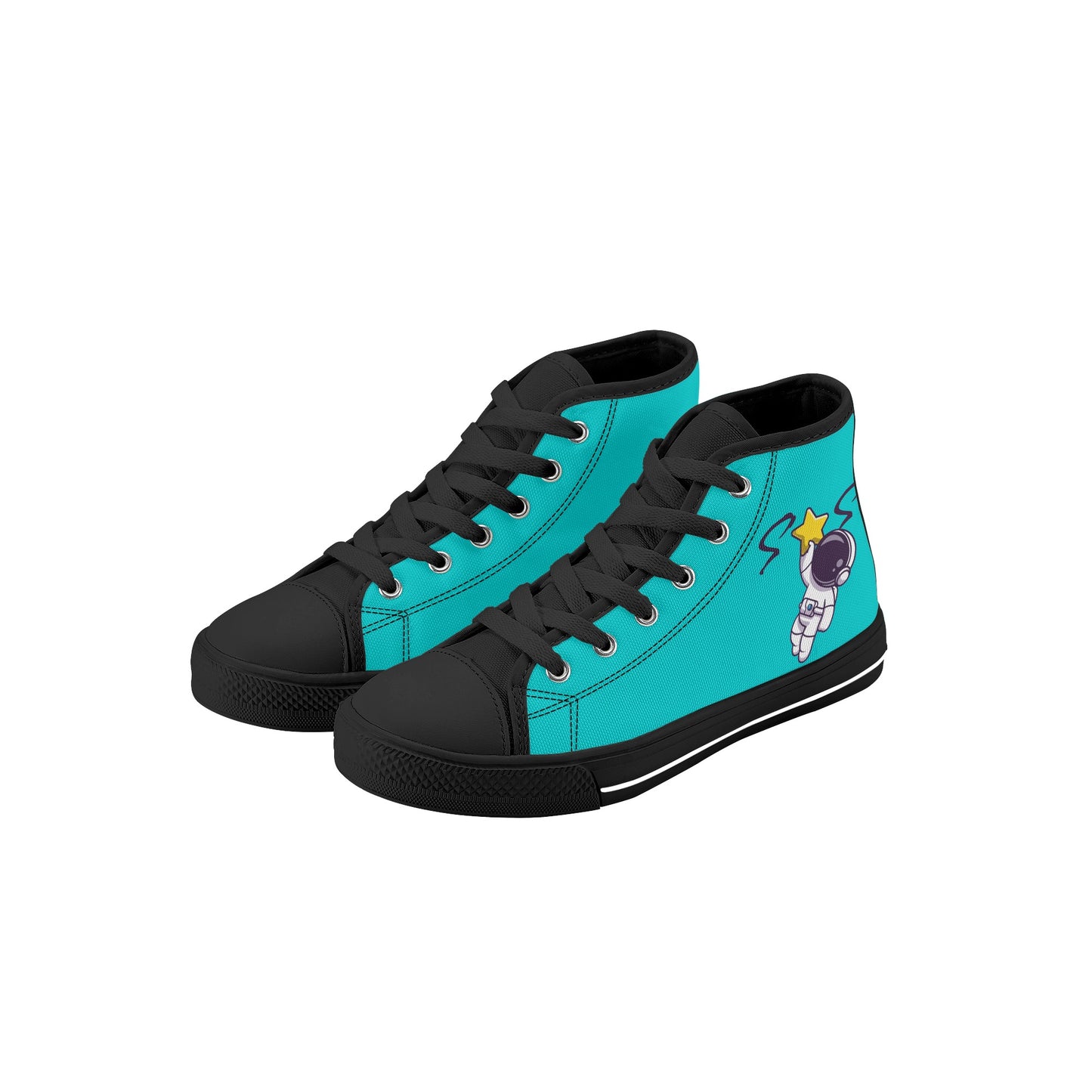 Space Man 23 Kids Turquoise High Top Star Kicks