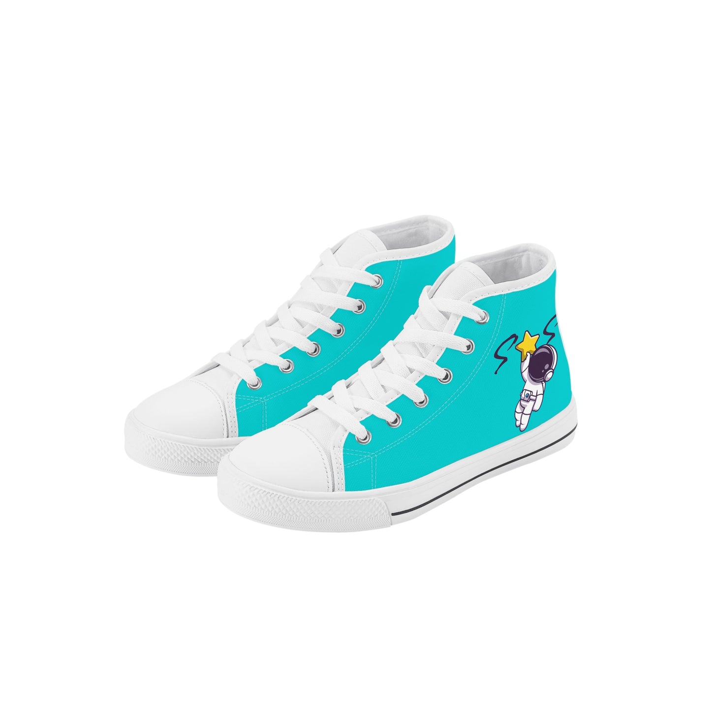 Space Man 23 Kids Turquoise High Top Star Kicks