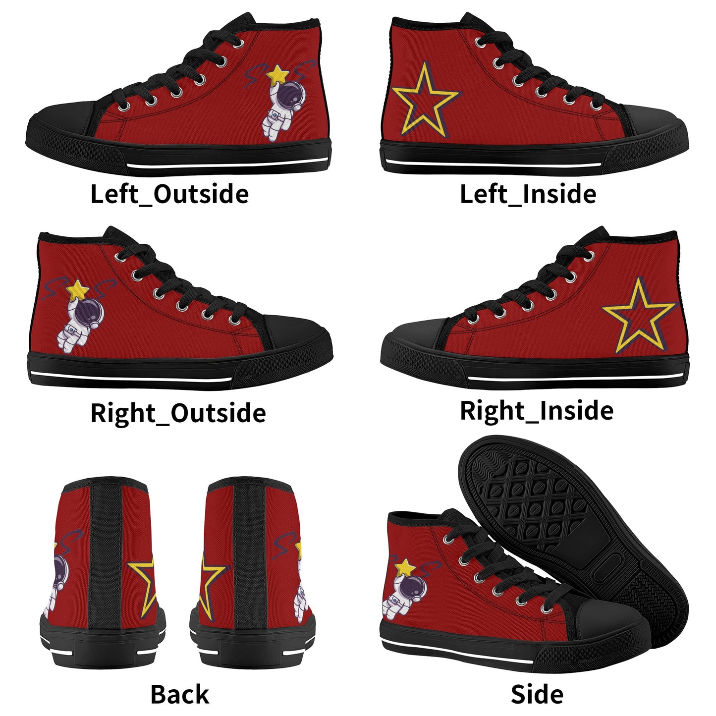 Space Man 23 Kids  Maroon High Top Star Kicks