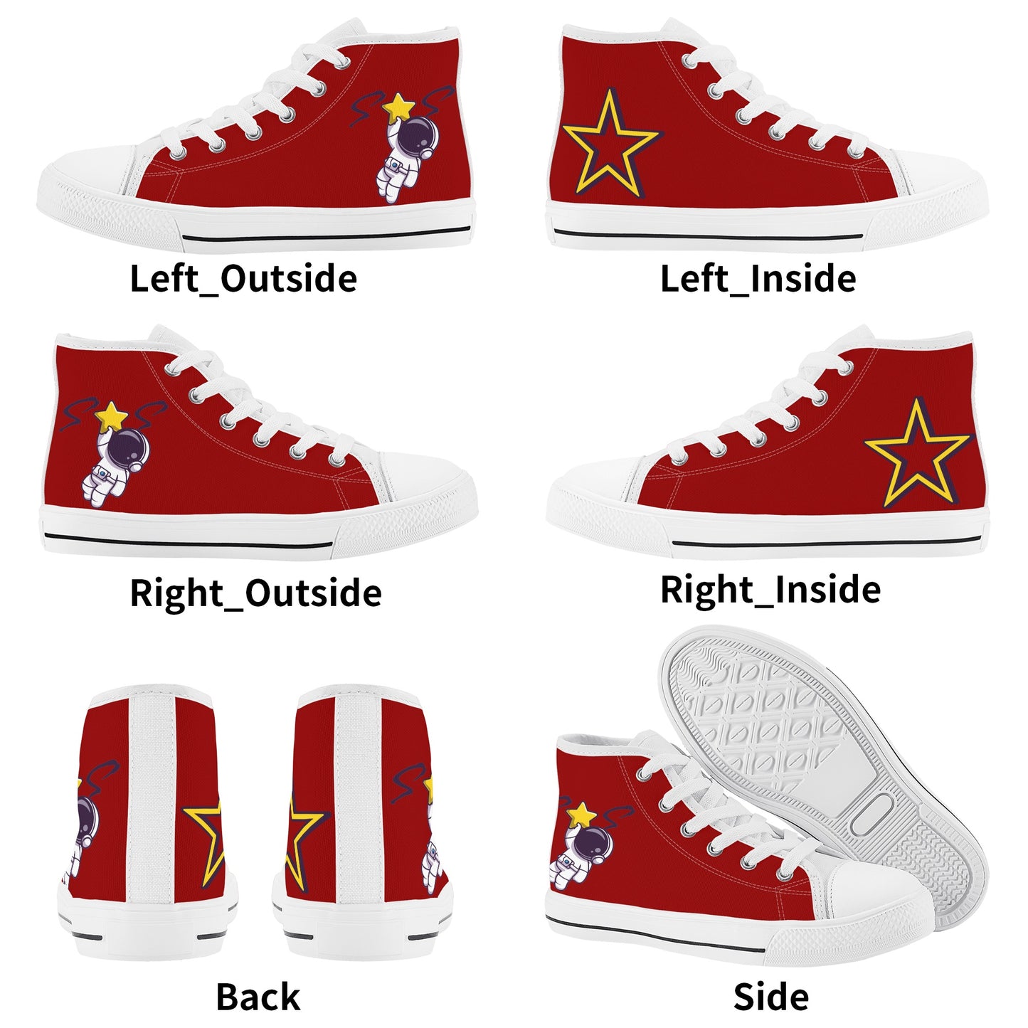 Space Man 23 Kids  Maroon High Top Star Kicks