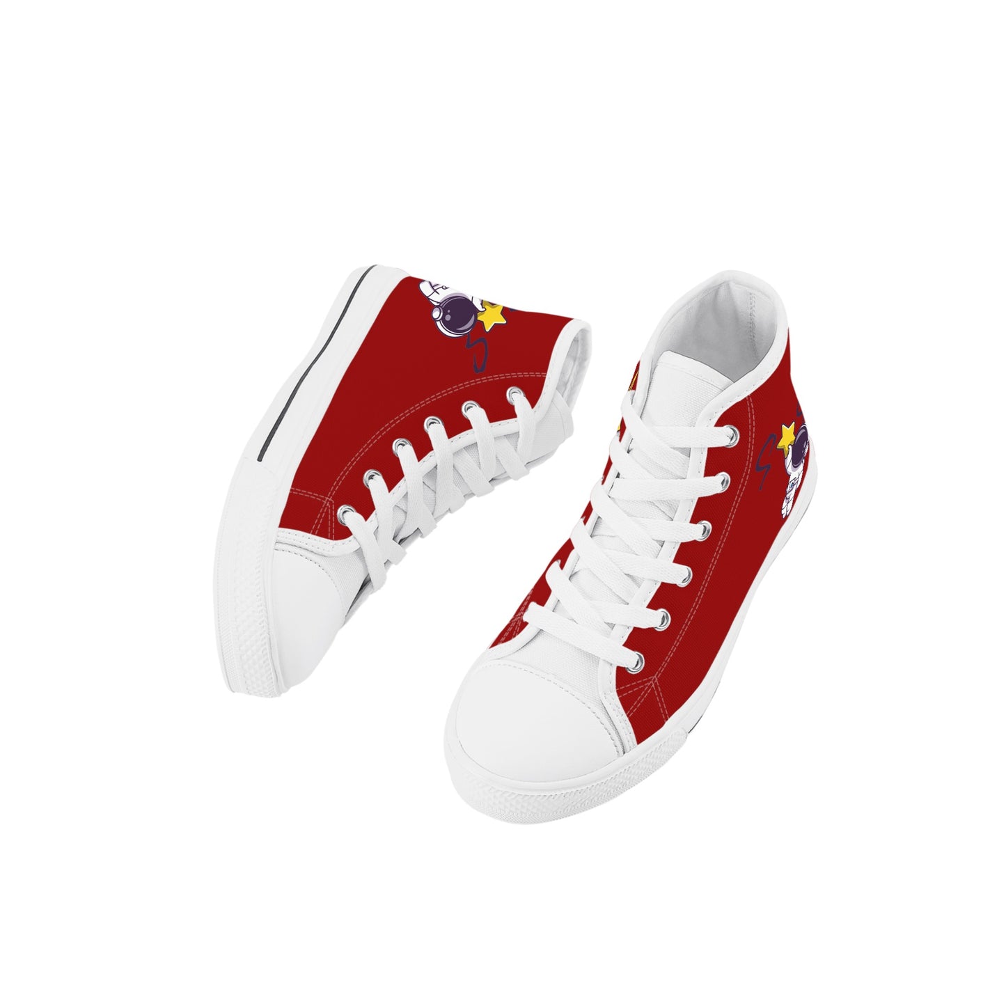 Space Man 23 Kids  Maroon High Top Star Kicks