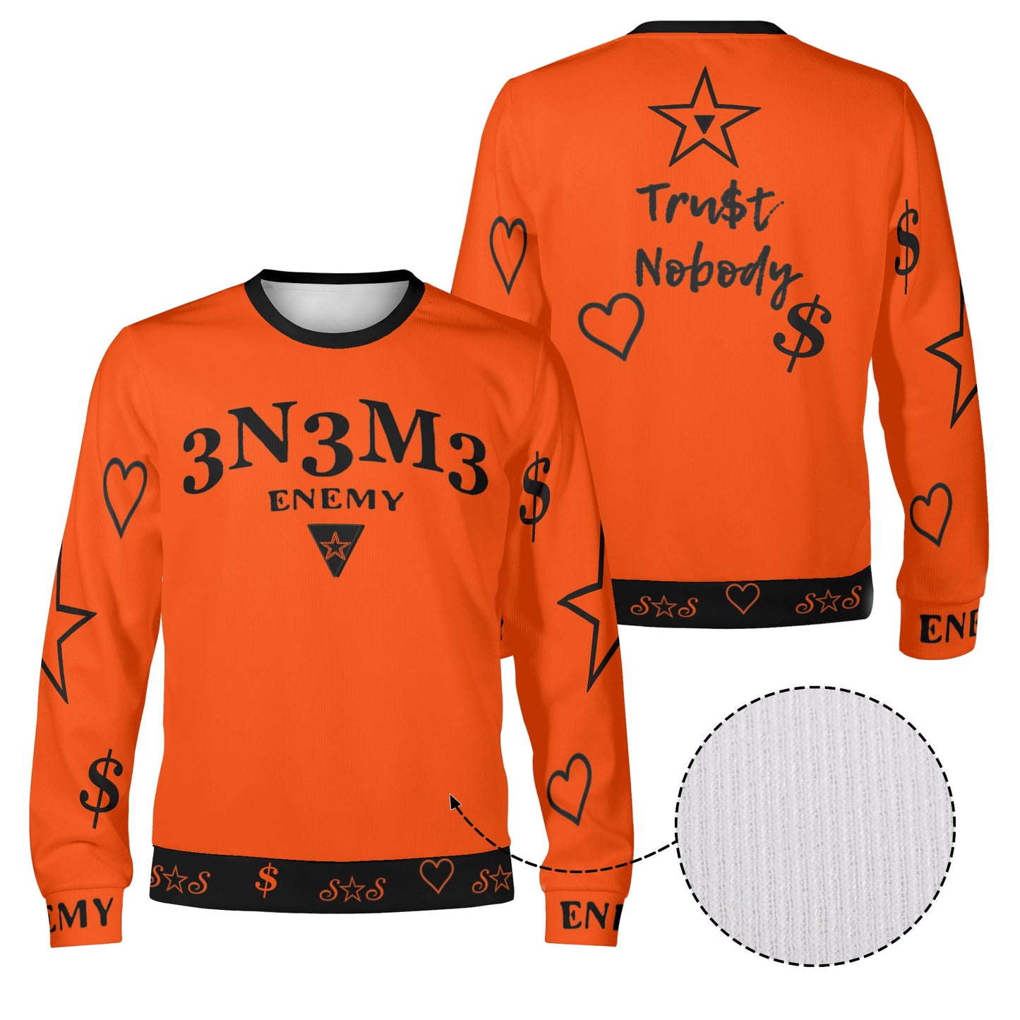 3.N.3.M.3 Enemy S.O.S Limited Edition Black/DarkOrange Adult Crewneck Sweatshirt