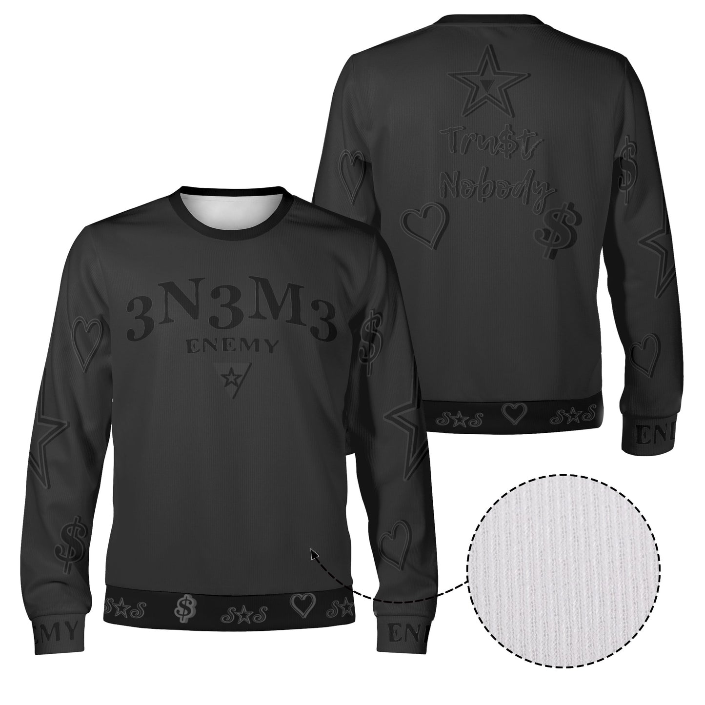 3.N.3.M.3 Enemy S.O.S Limited Edition Black/Black Adult Crewneck Sweatshirt