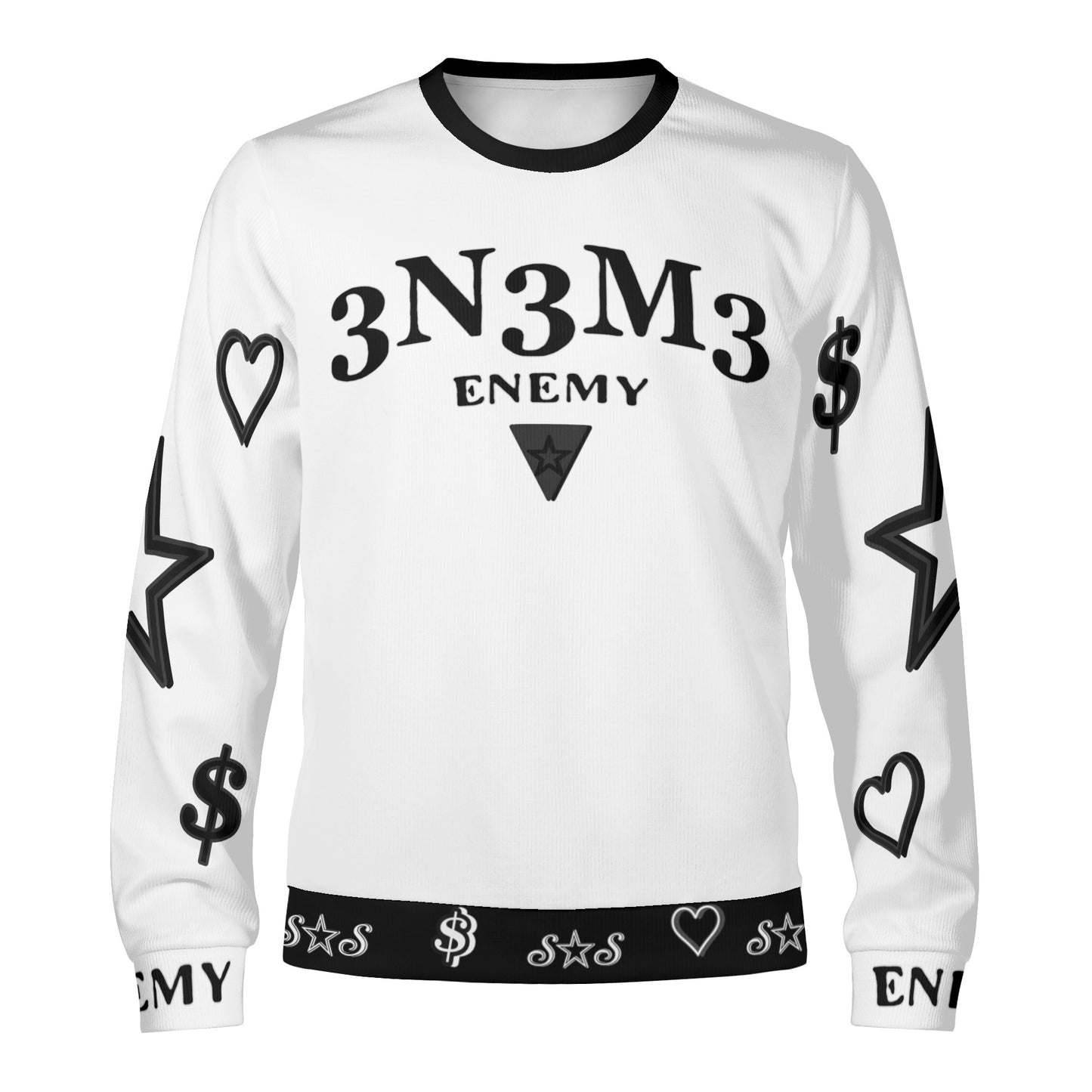 3.N.3.M.3 Enemy S.O.S Limited Edition Black/White Adult Crewneck Sweatshirt