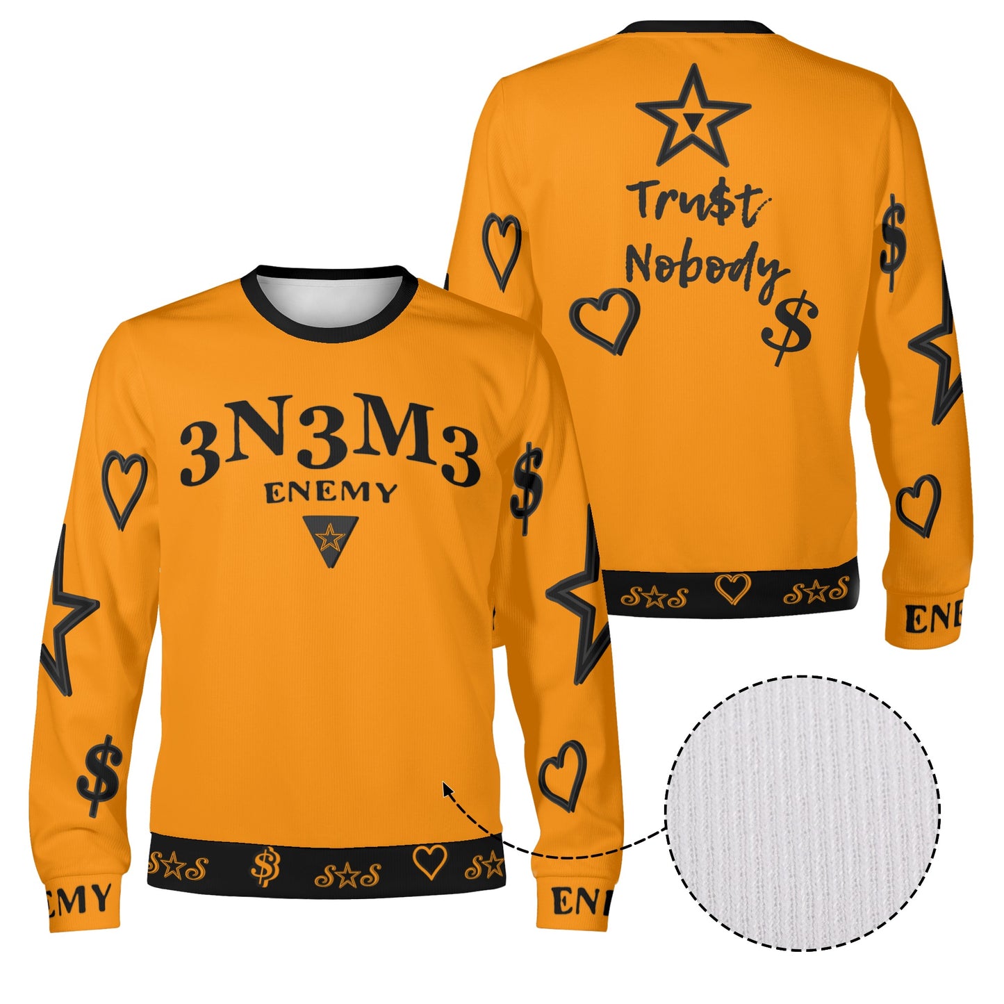 3.N.3.M.3 Enemy S.O.S Limited Edition Black/Orange Adult Crewneck Sweatshirt