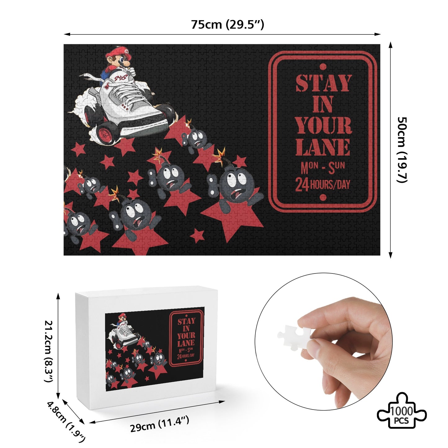 S.I.Y.L (Stay In Your Lane) Black Edition Wooden Picture Jigsaw (1000 Pcs)