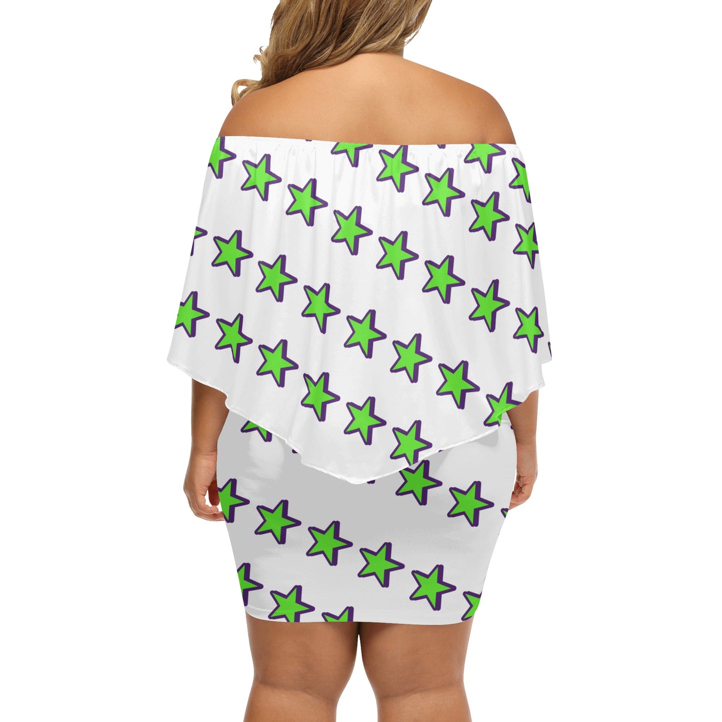 Space Aliens S.O.S Edition Womens White Off The Shoulder Wrap Dress