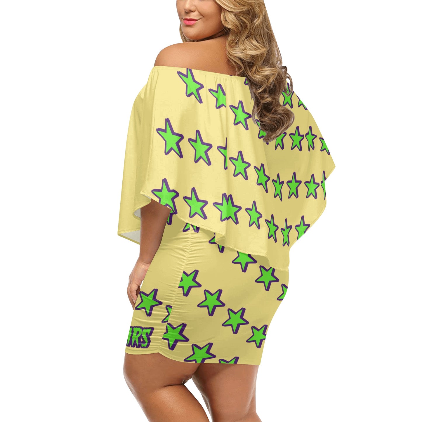 Space Aliens S.O.S Edition Womens Tan Off The Shoulder Wrap Dress