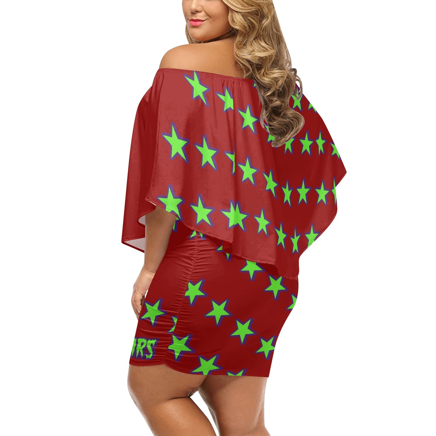 Space Aliens S.O.S Edition Womens Maroon Off The Shoulder Wrap Dress