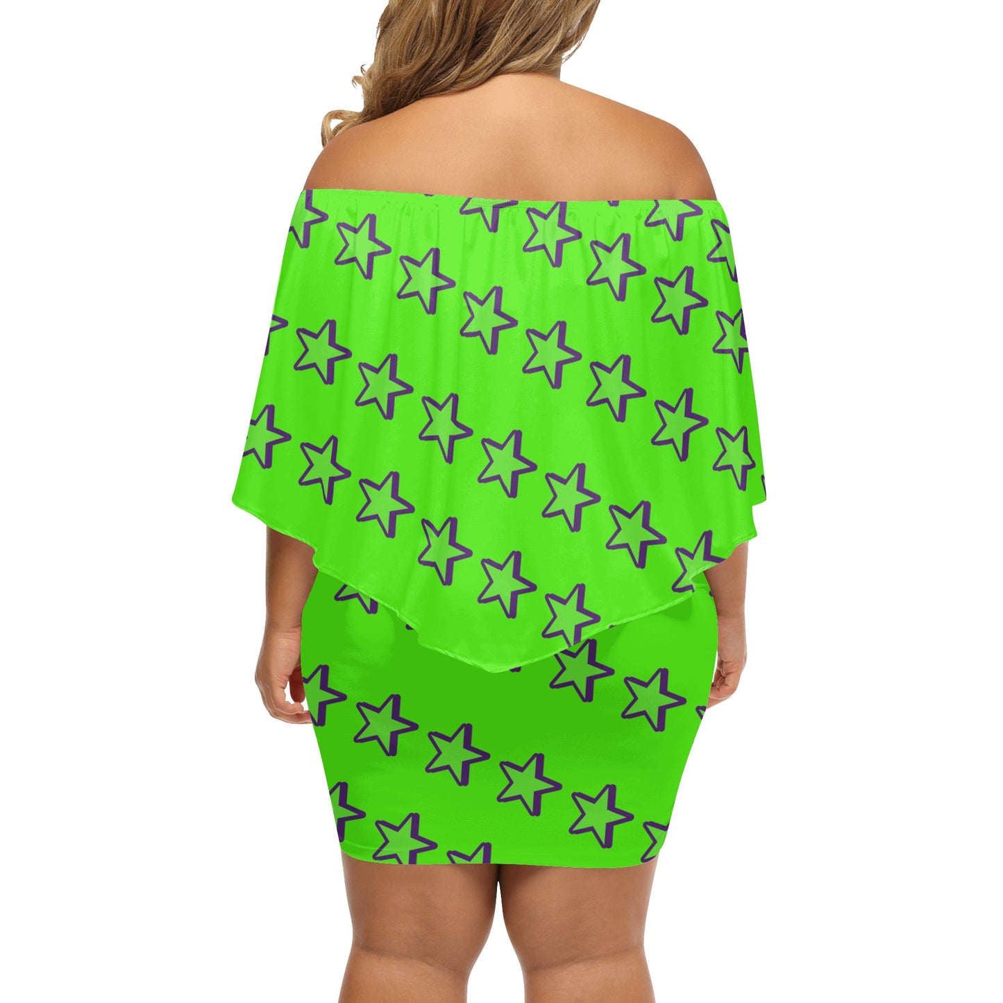 Space Aliens S.O.S Edition Womens Goo Green Off The Shoulder Wrap Dress