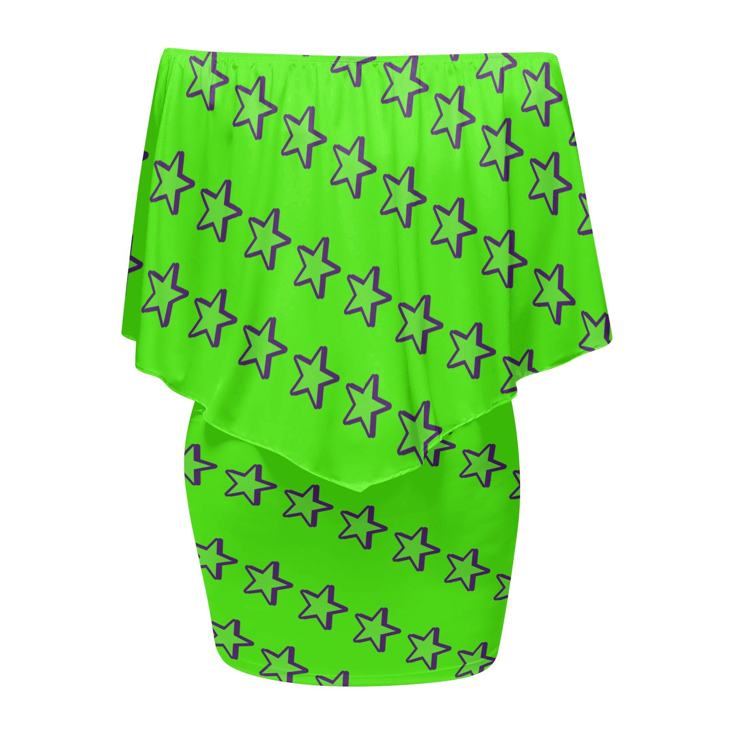 Space Aliens S.O.S Edition Womens Goo Green Off The Shoulder Wrap Dress