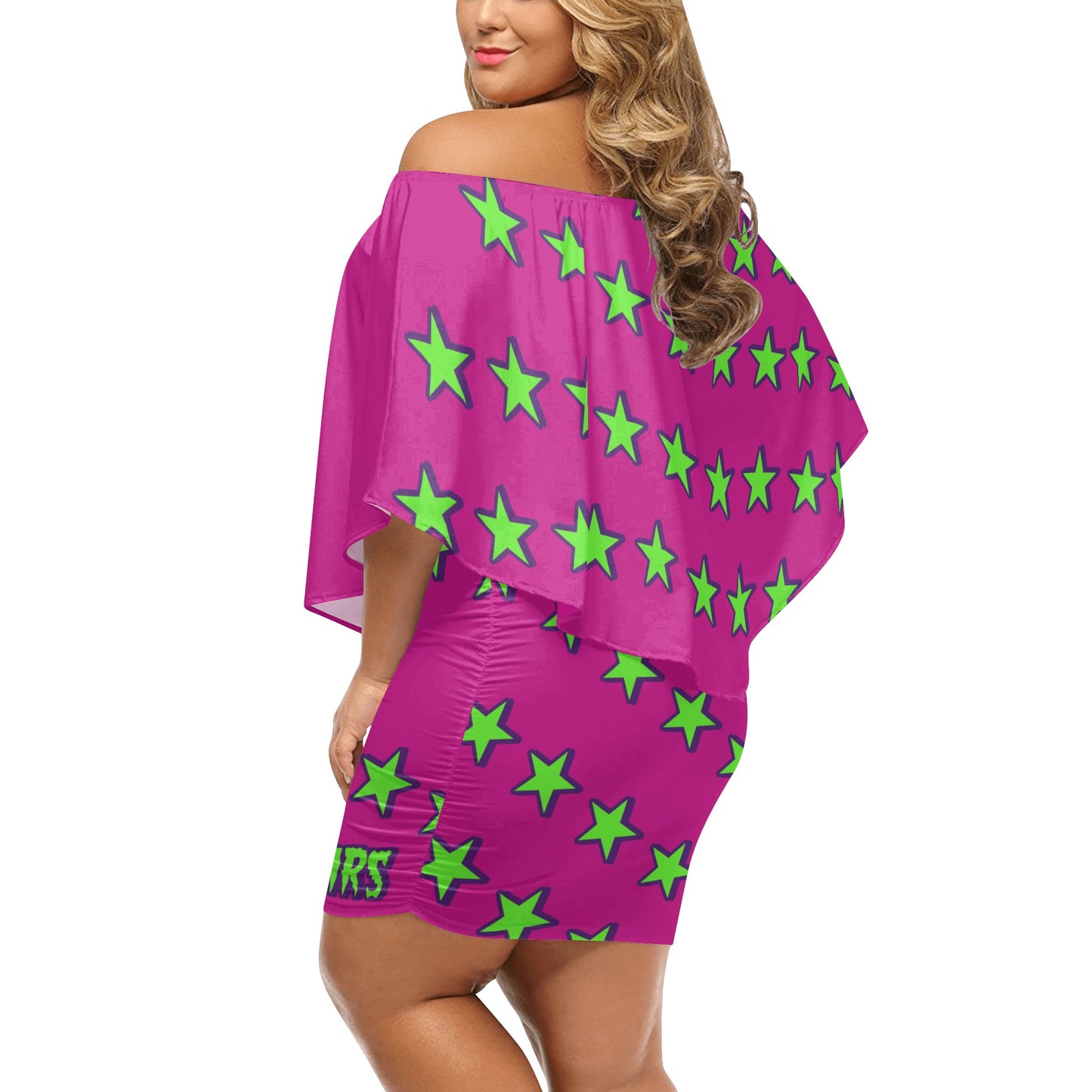 Space Aliens S.O.S Edition Womens Purple Off The Shoulder Wrap Dress