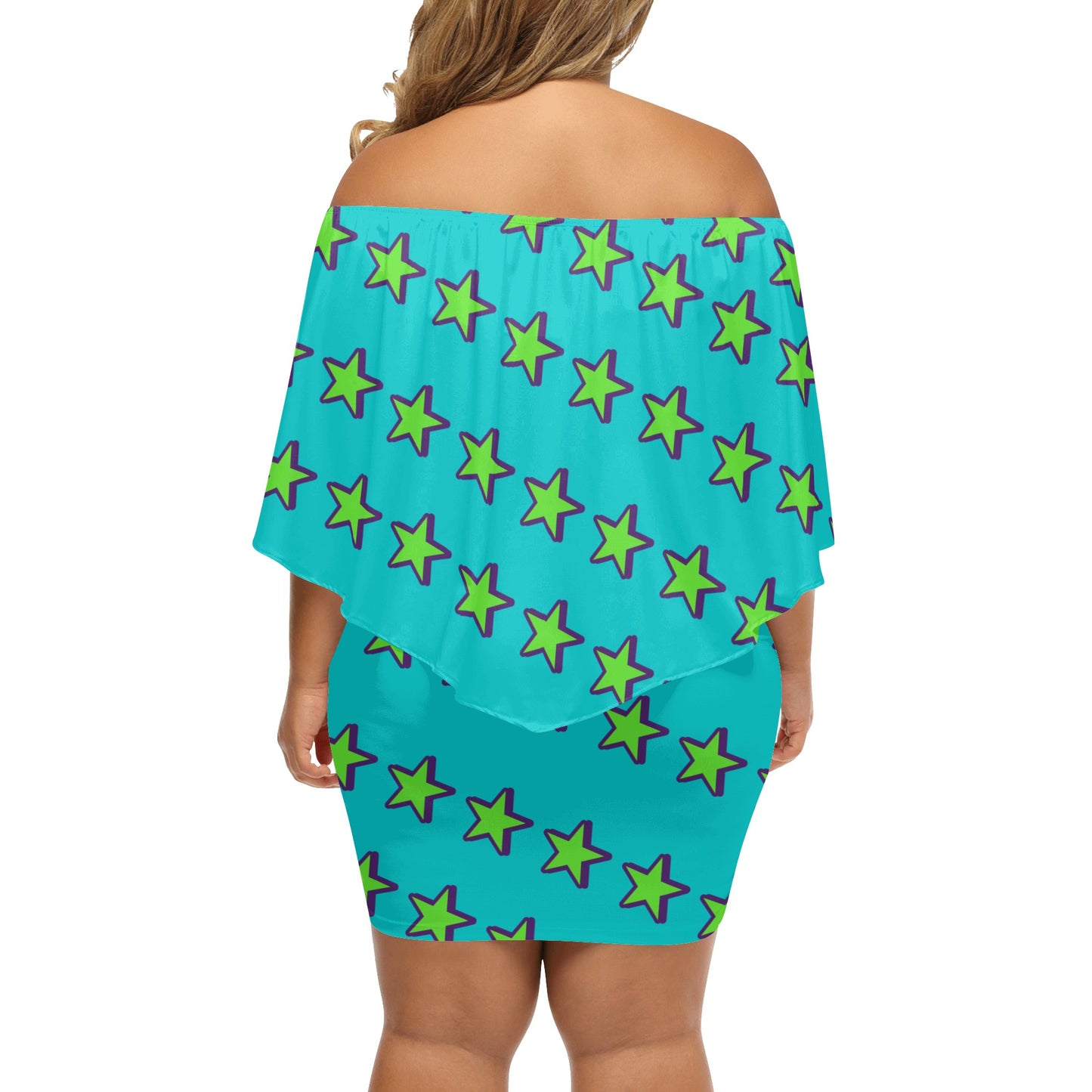 Space Aliens S.O.S Edition Womens Turquoise Off The Shoulder Wrap Dress