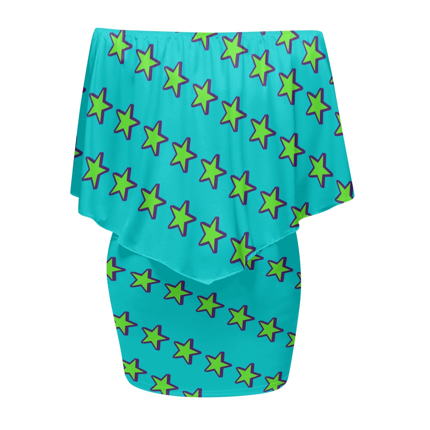 Space Aliens S.O.S Edition Womens Turquoise Off The Shoulder Wrap Dress