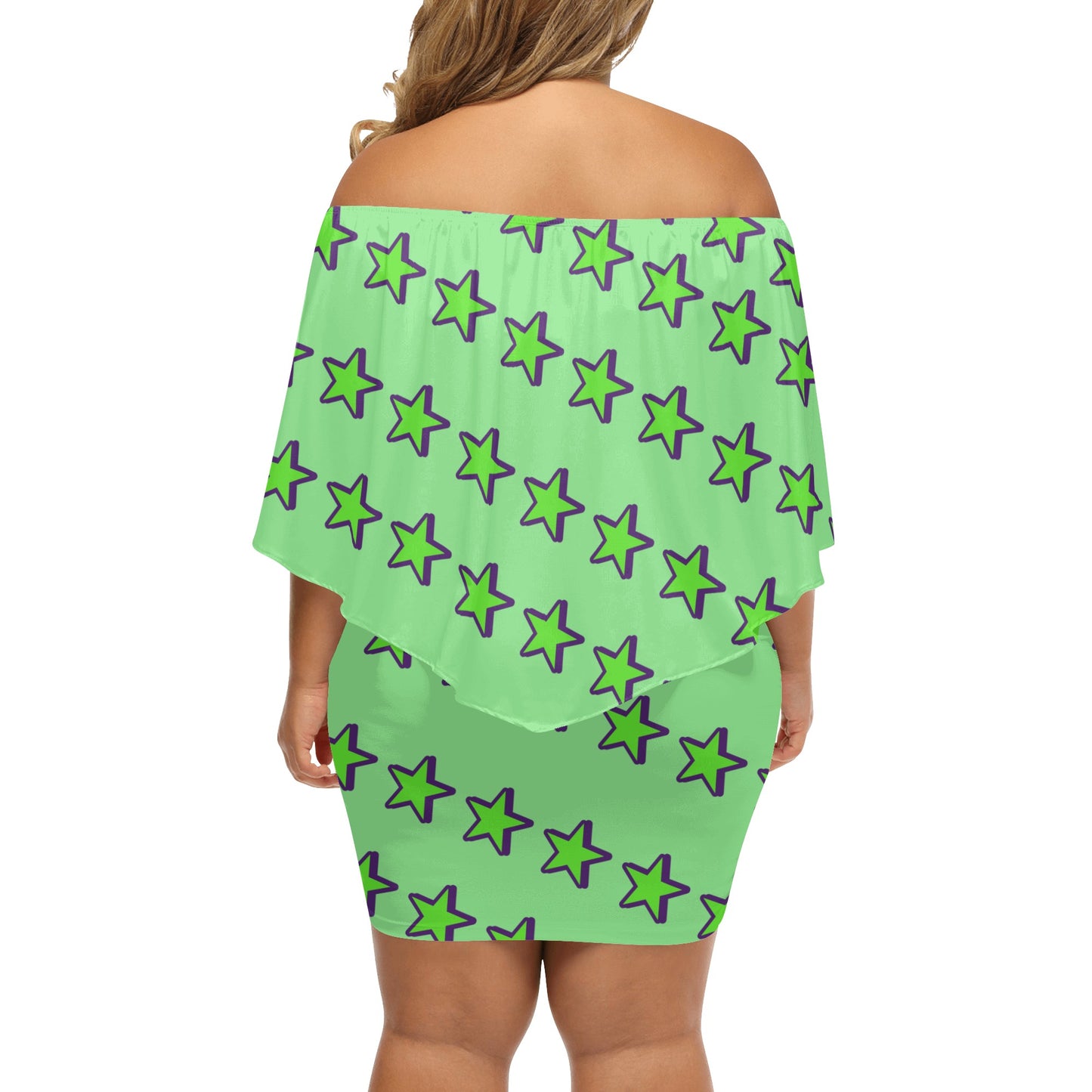 Space Aliens S.O.S Edition Womens Mint Green Off The Shoulder Wrap Dress