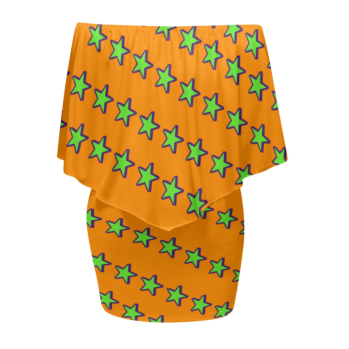 Space Aliens S.O.S Edition Womens Orange Off The Shoulder Wrap Dress