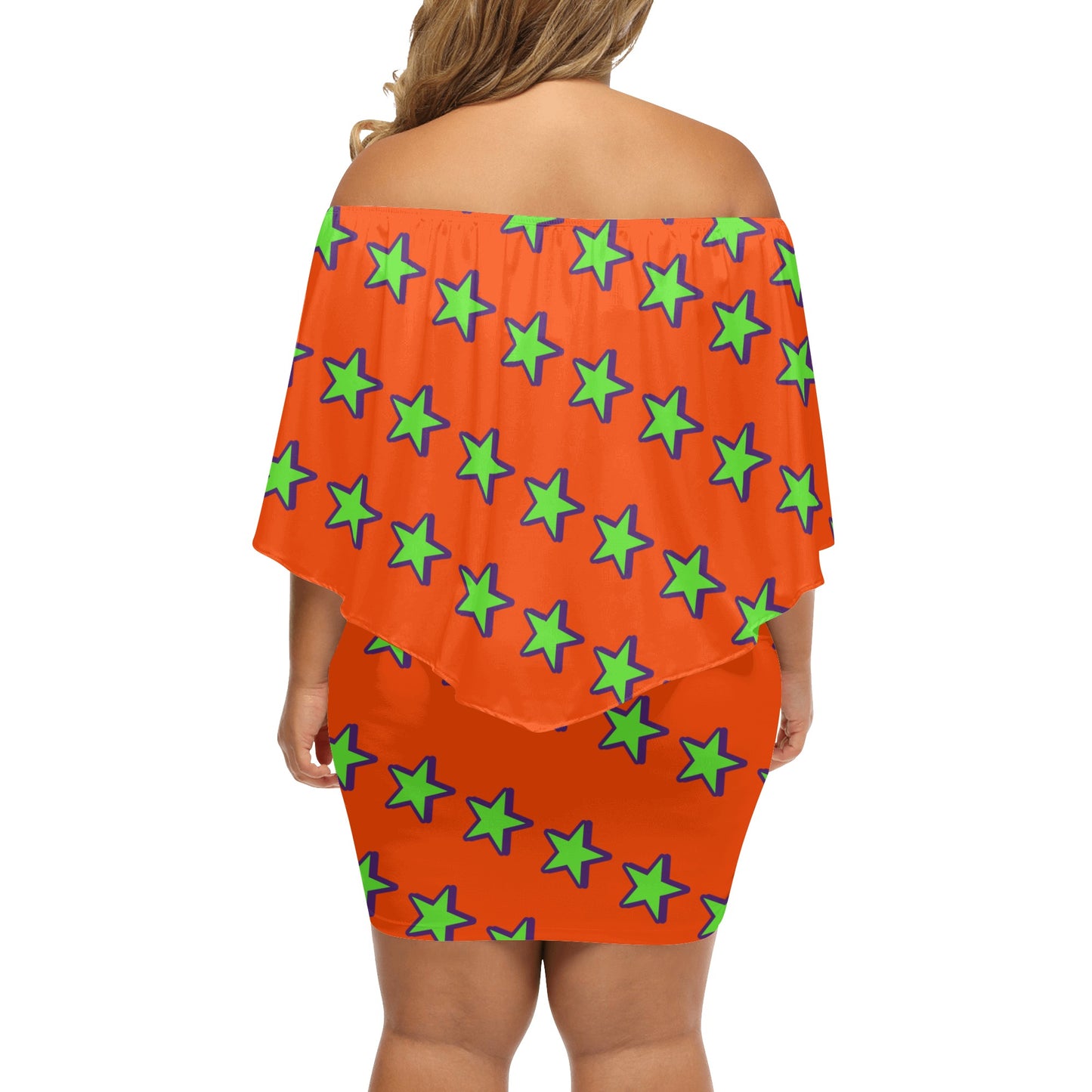 Space Aliens S.O.S Edition Womens Dark Orange Off The Shoulder Wrap Dress