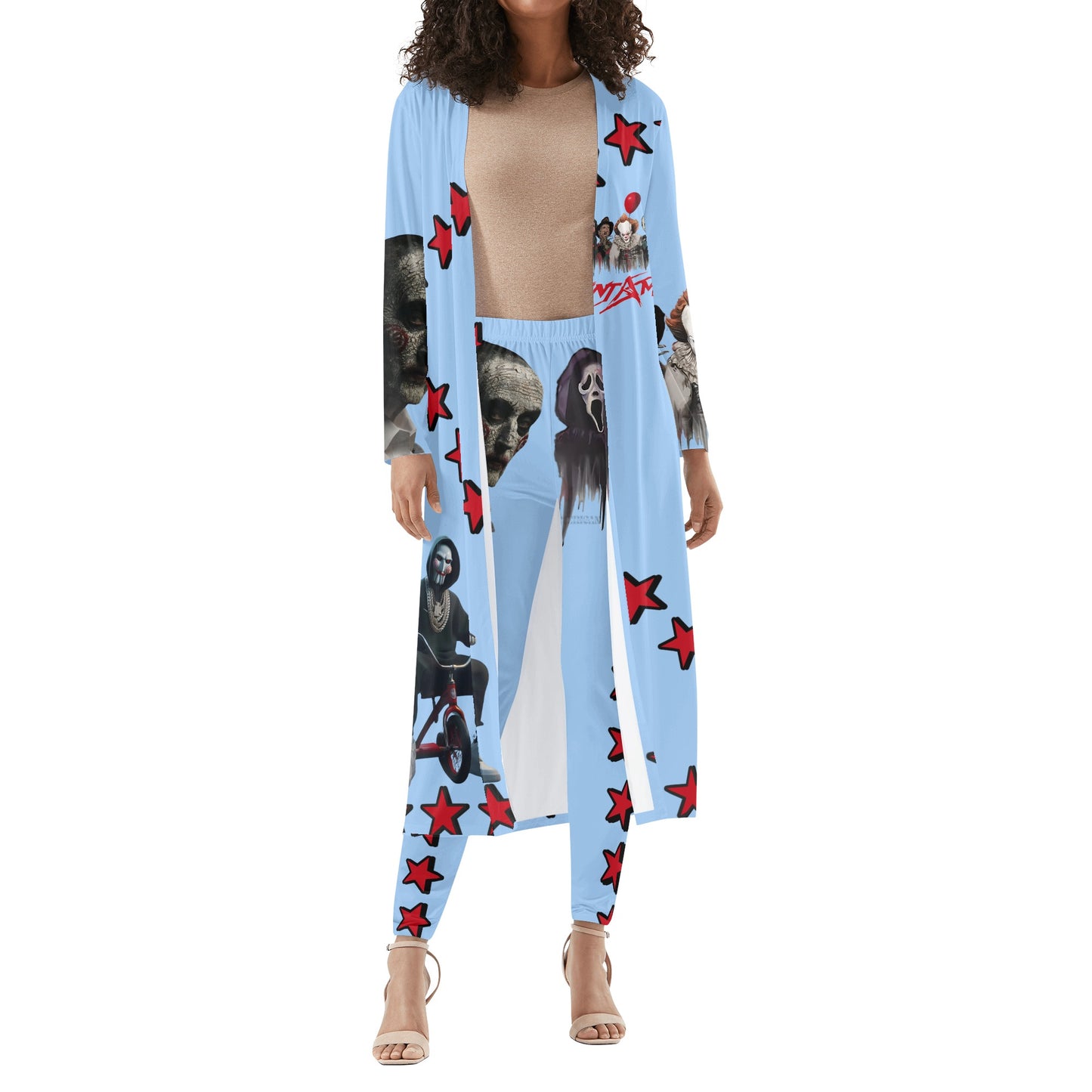 Un-Tamed S.O.S Edition Womens Sky Blue Long Sleeve Cardigan and Leggings 2pcs