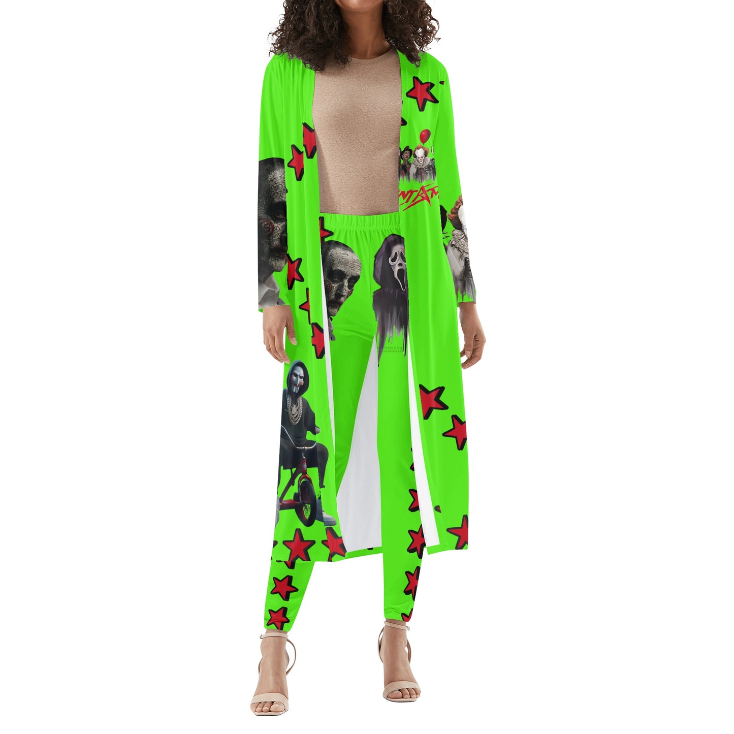 Un-Tamed S.O.S Edition Womens Goo Green Long Sleeve Cardigan and Leggings 2pcs