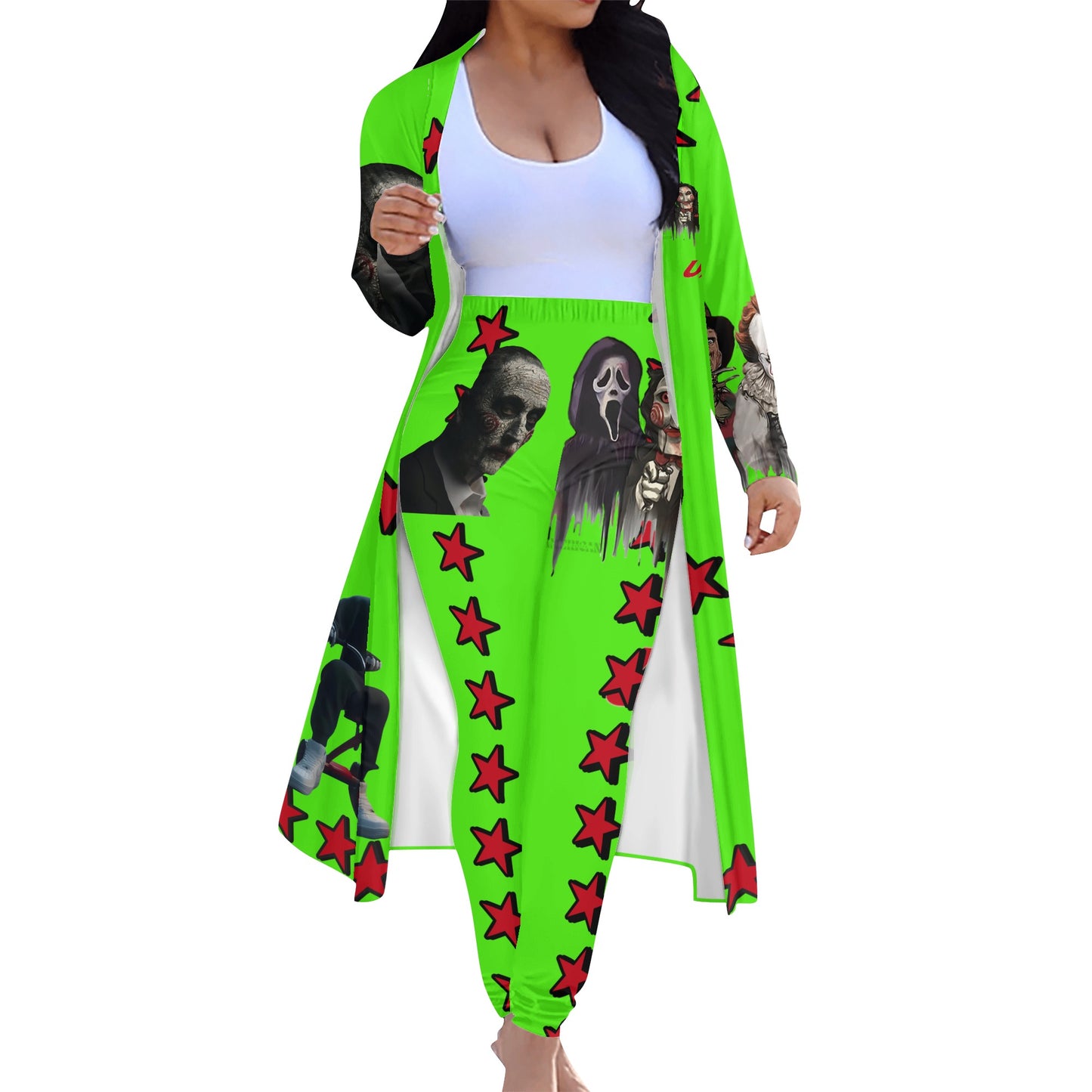 Un-Tamed S.O.S Edition Womens Goo Green Long Sleeve Cardigan and Leggings 2pcs