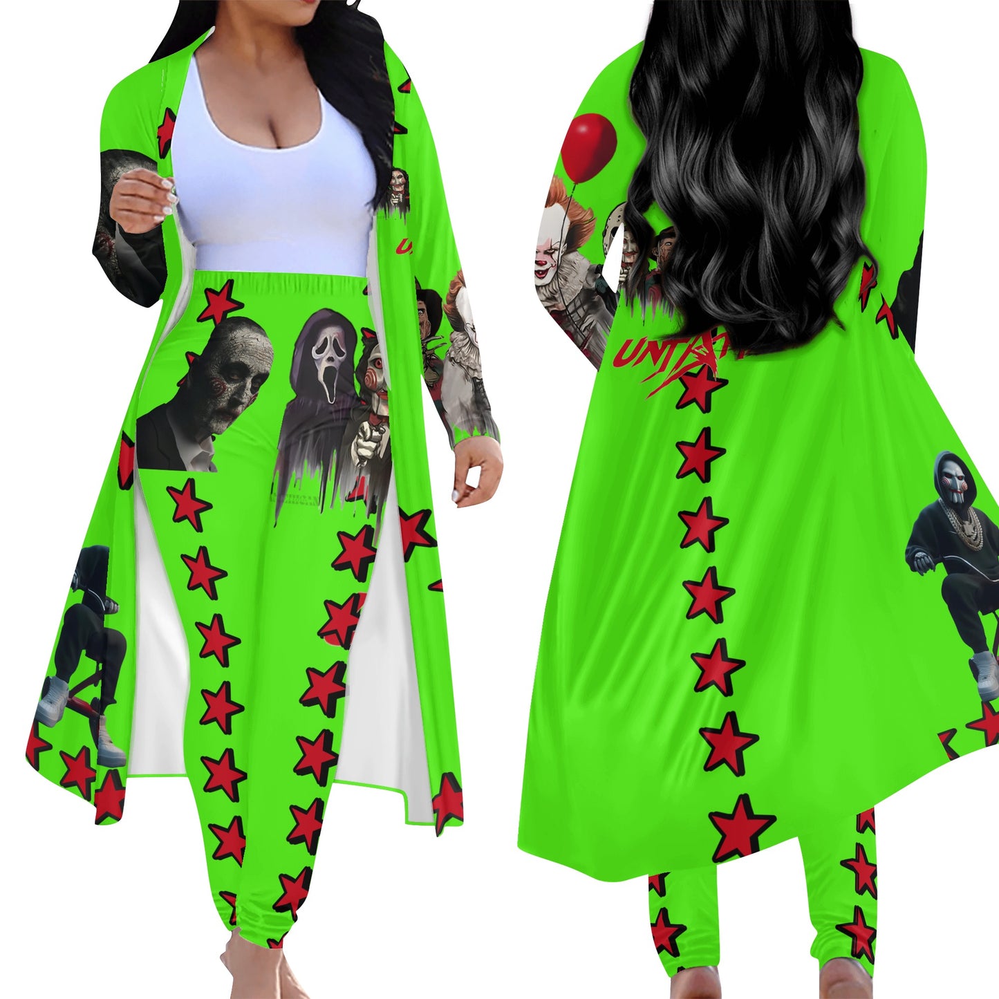 Un-Tamed S.O.S Edition Womens Goo Green Long Sleeve Cardigan and Leggings 2pcs