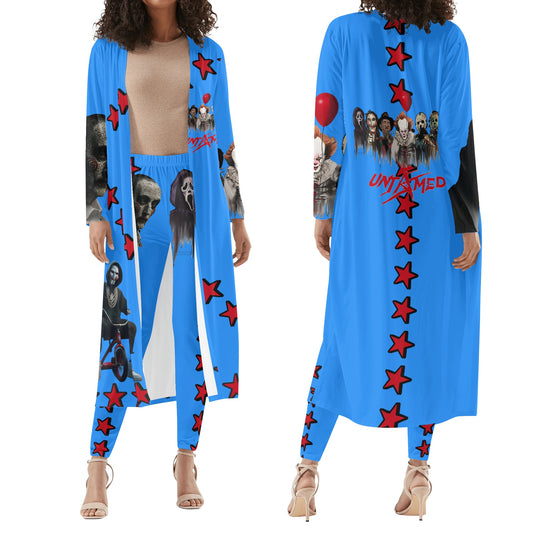 Un-Tamed S.O.S Edition Womens Blue Long Sleeve Cardigan and Leggings 2pcs