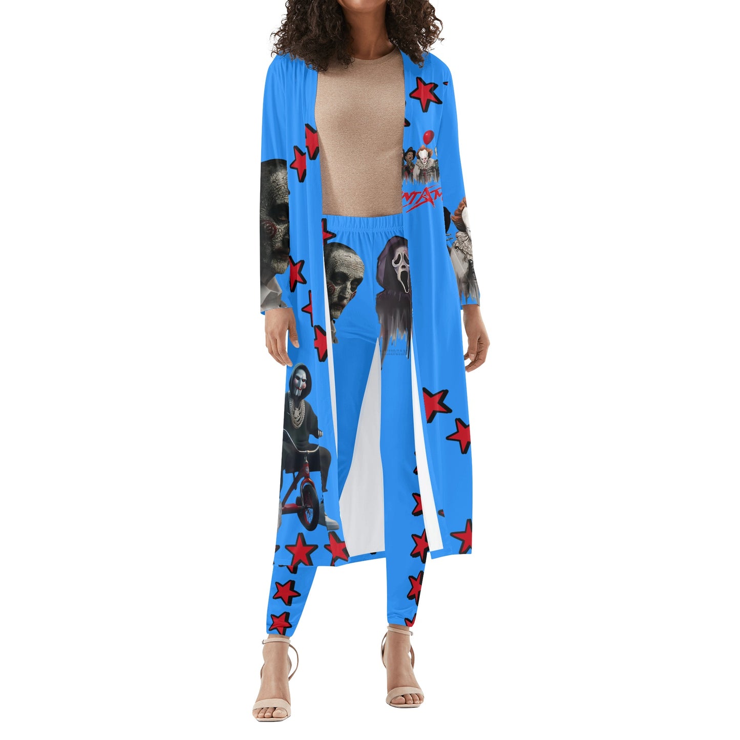 Un-Tamed S.O.S Edition Womens Blue Long Sleeve Cardigan and Leggings 2pcs