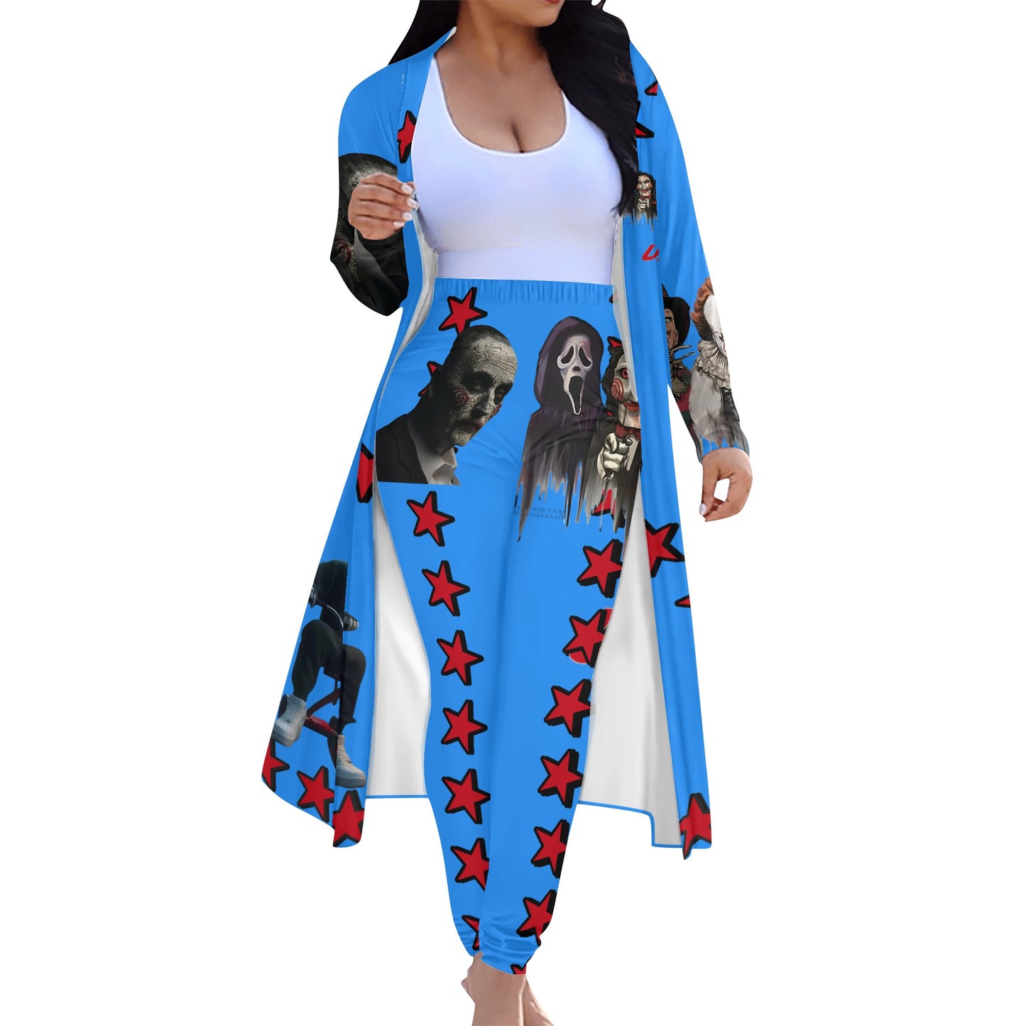 Un-Tamed S.O.S Edition Womens Blue Long Sleeve Cardigan and Leggings 2pcs